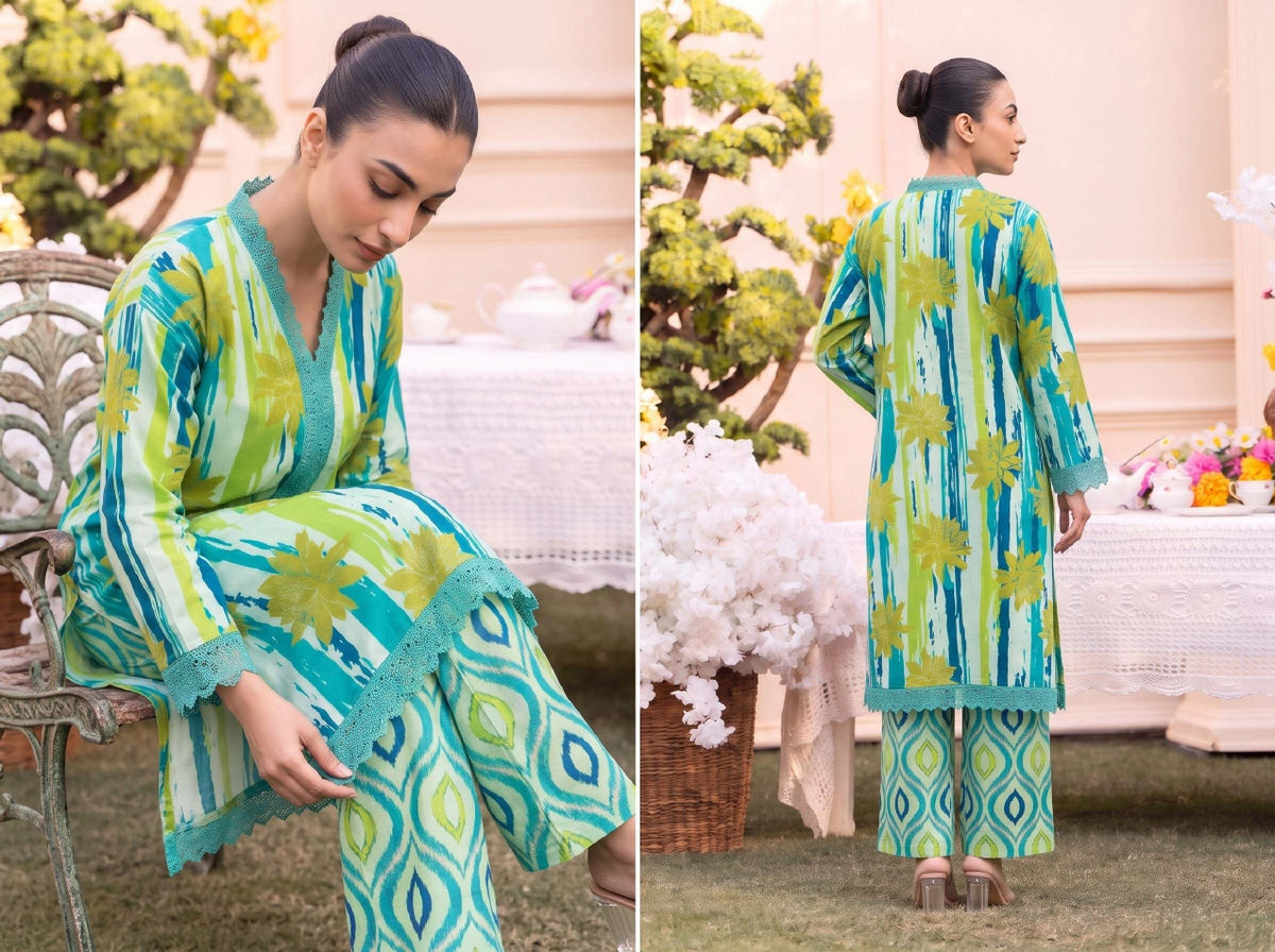RUPAS Printed Grid Khaddar 2Piece V-142- D-09