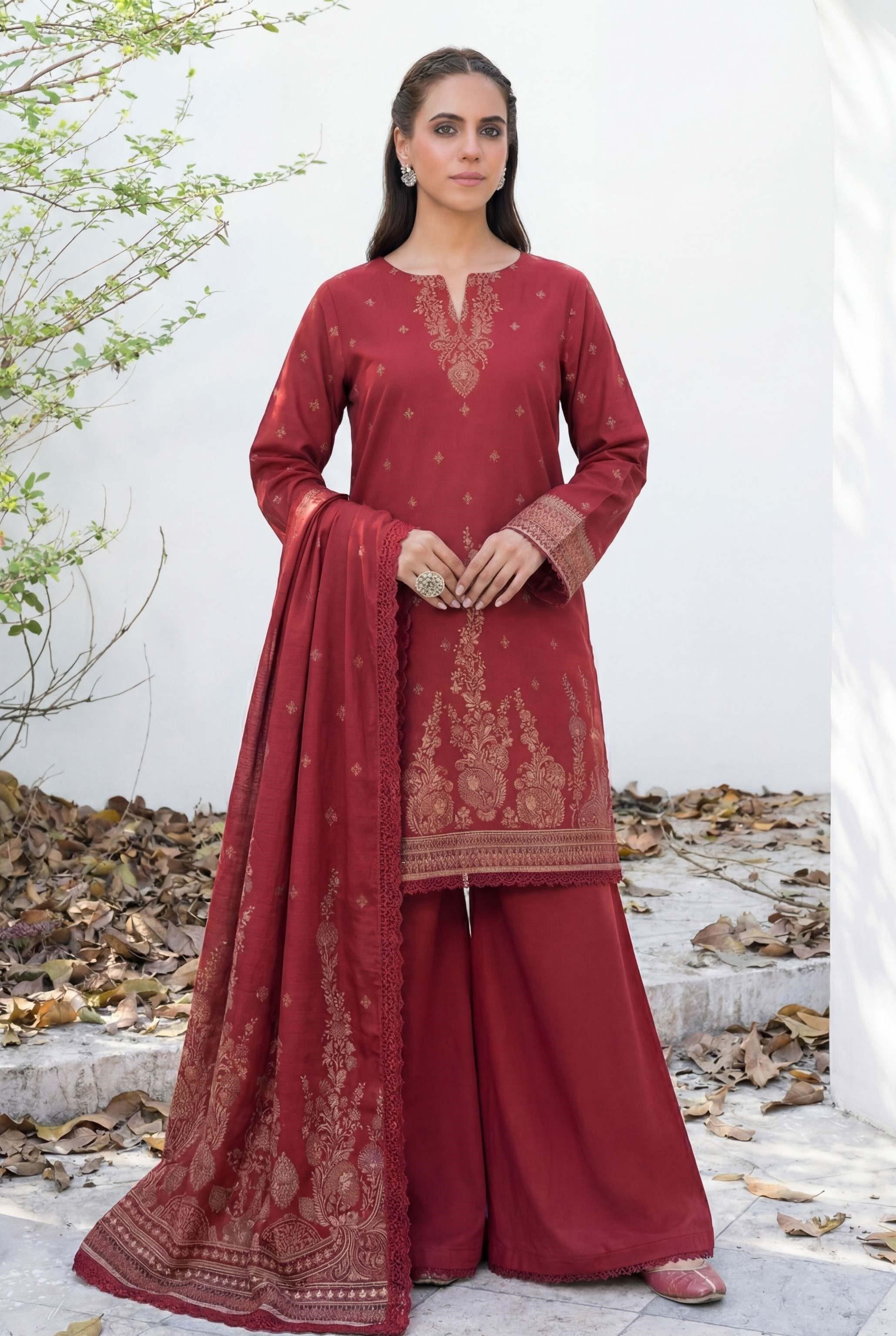 3PC UN-STITCHED JACQUARD LAWN RJL-24