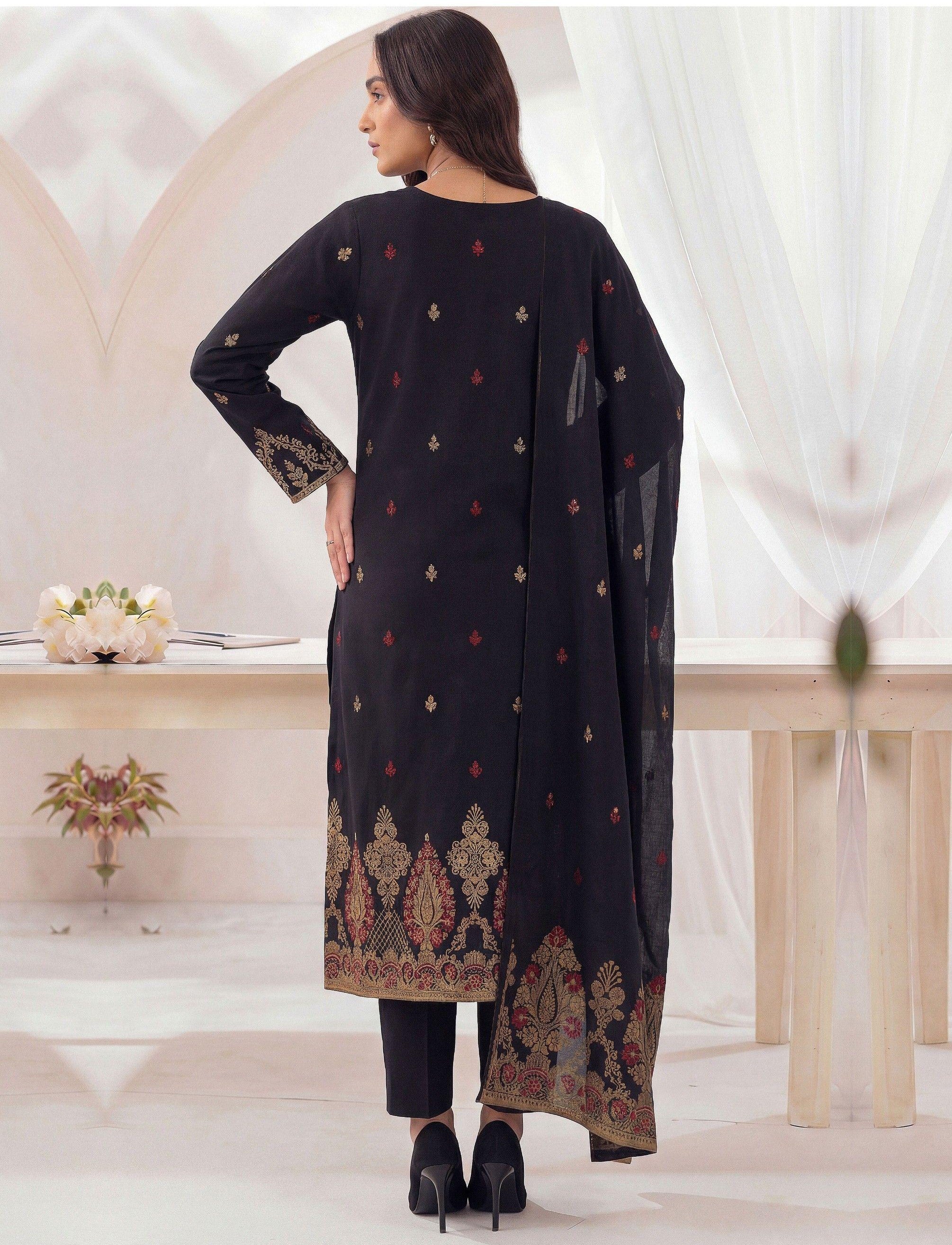3PC UN-STITCHED JACQUARD LAWN RJL-19