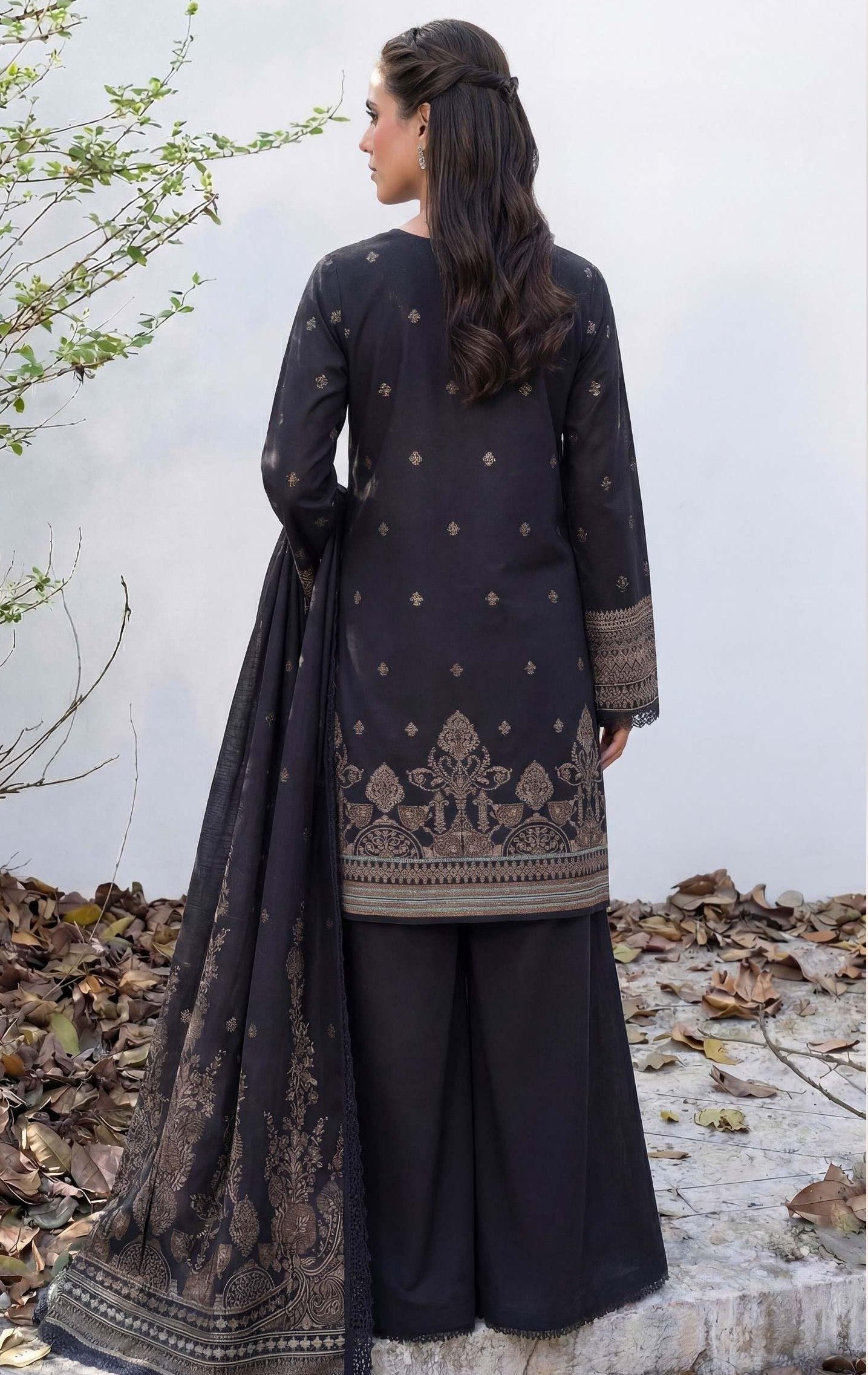 3PC UN-STITCHED JACQUARD LAWN RJL-26