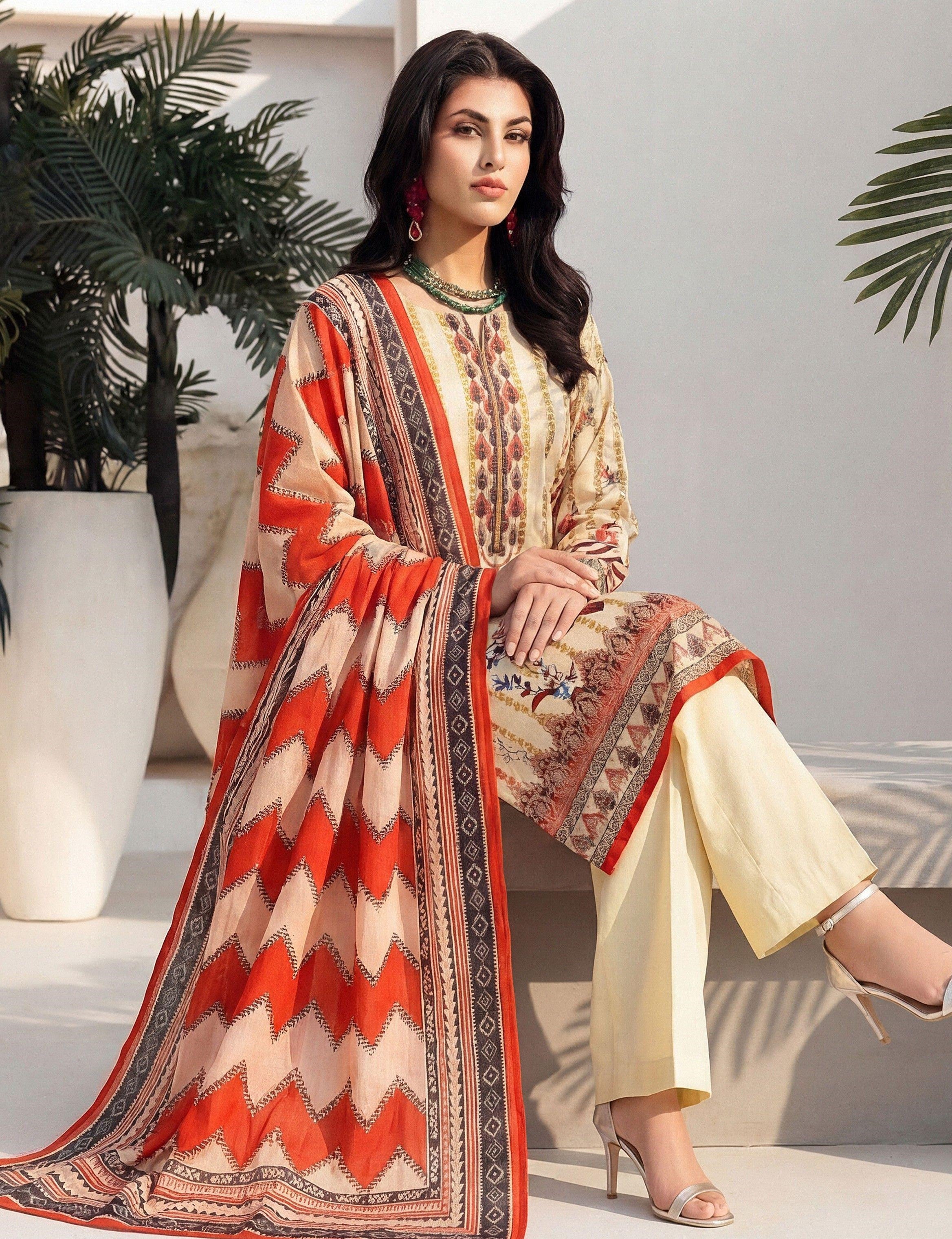 3PC UN-STITCHED LAWN RCL-16