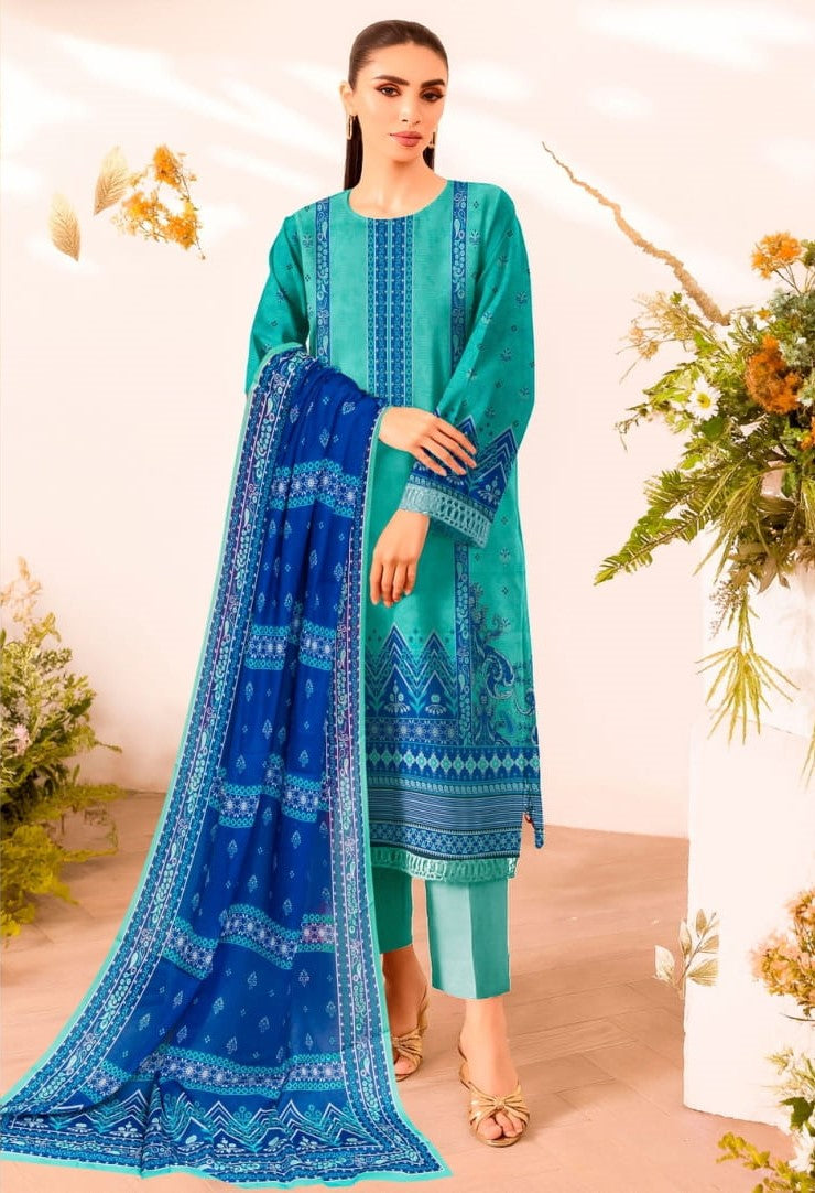 RANG-E-RONAK GRID LAWN UNSTITCHED 3PC