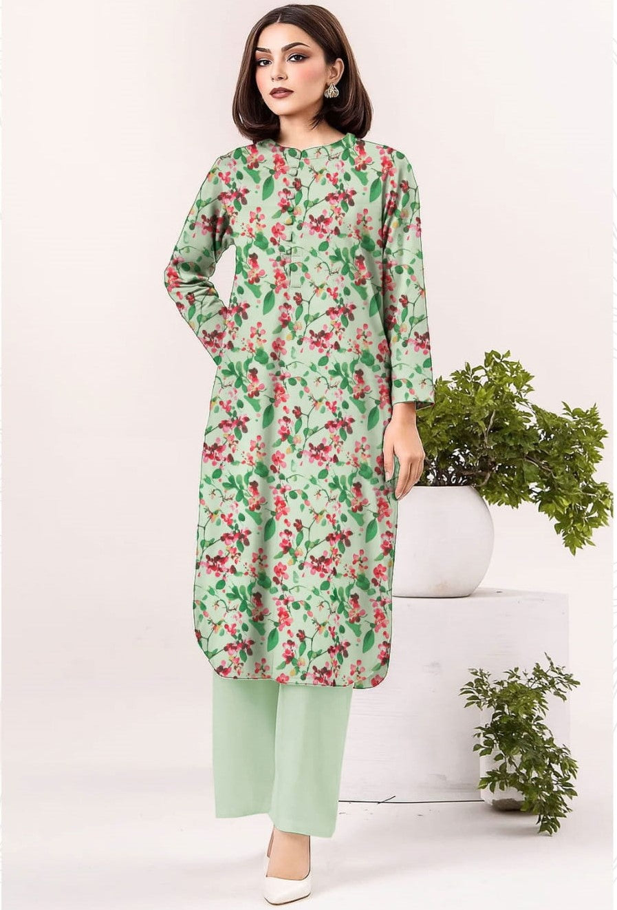 Mint Green Cherry Blossom Print-RT-LK-07