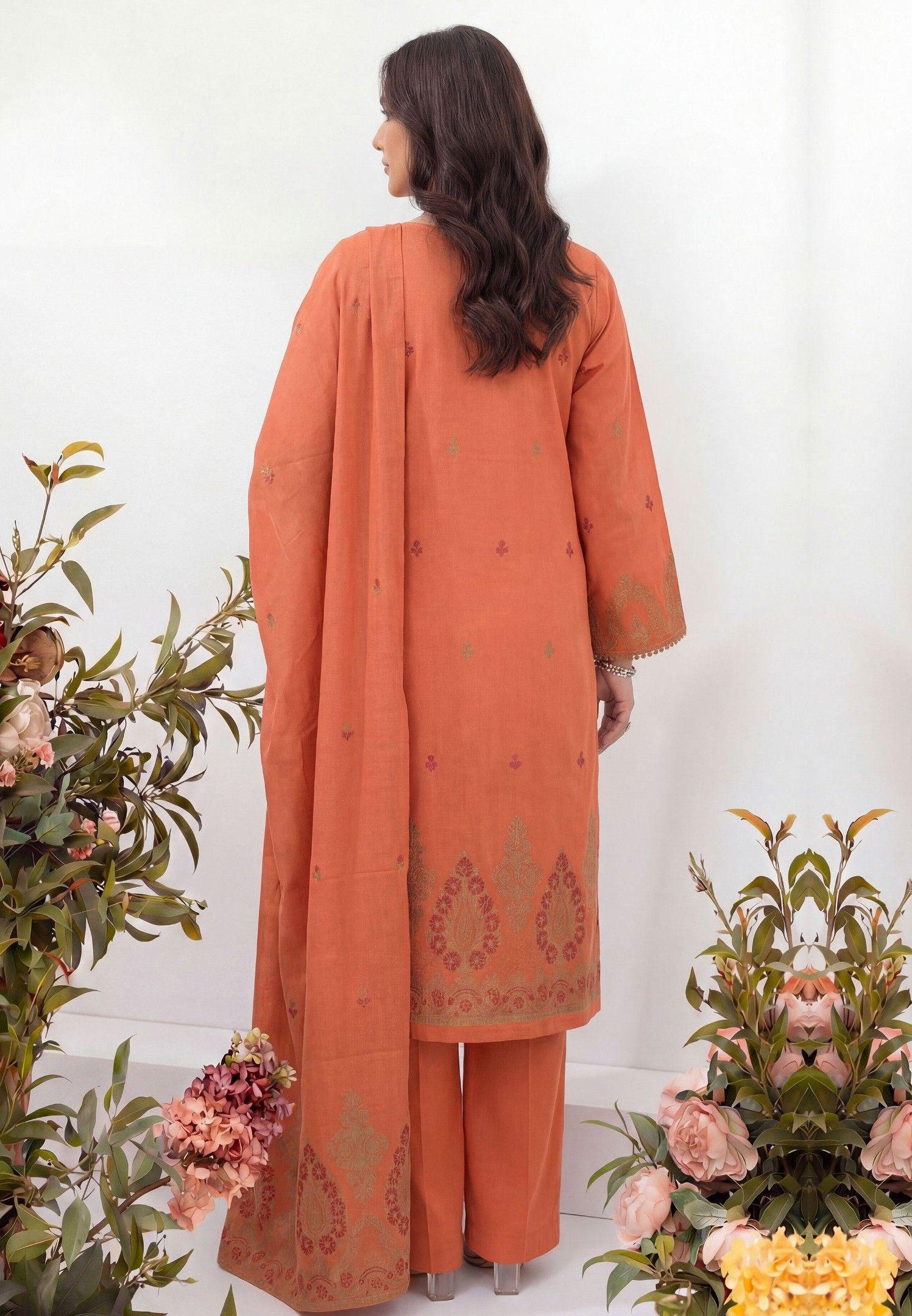 3PC UN-STITCHED JACQUARD LAWN RJL-18