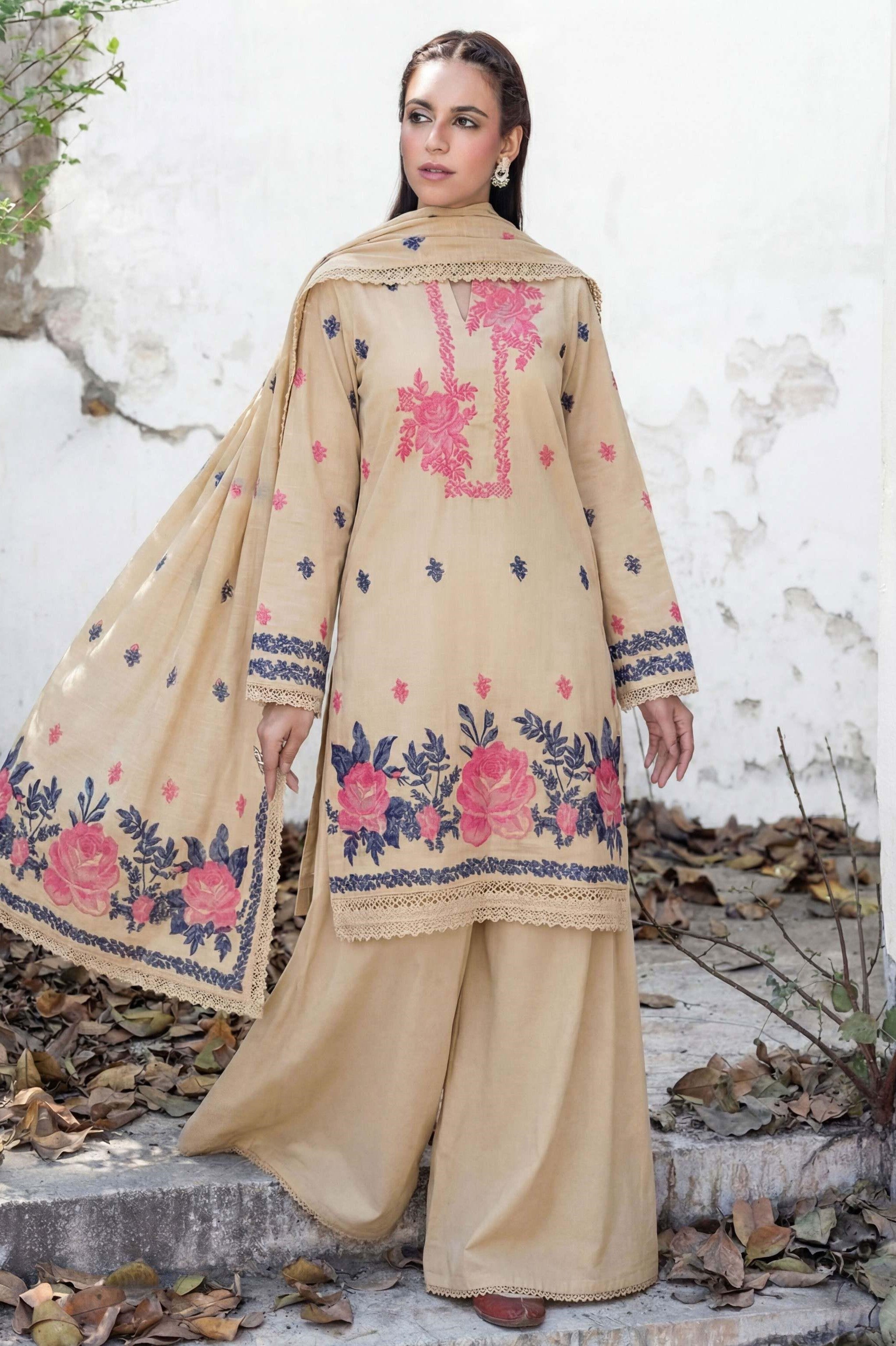 3PC UN-STITCHED JACQUARD LAWN RJL-28
