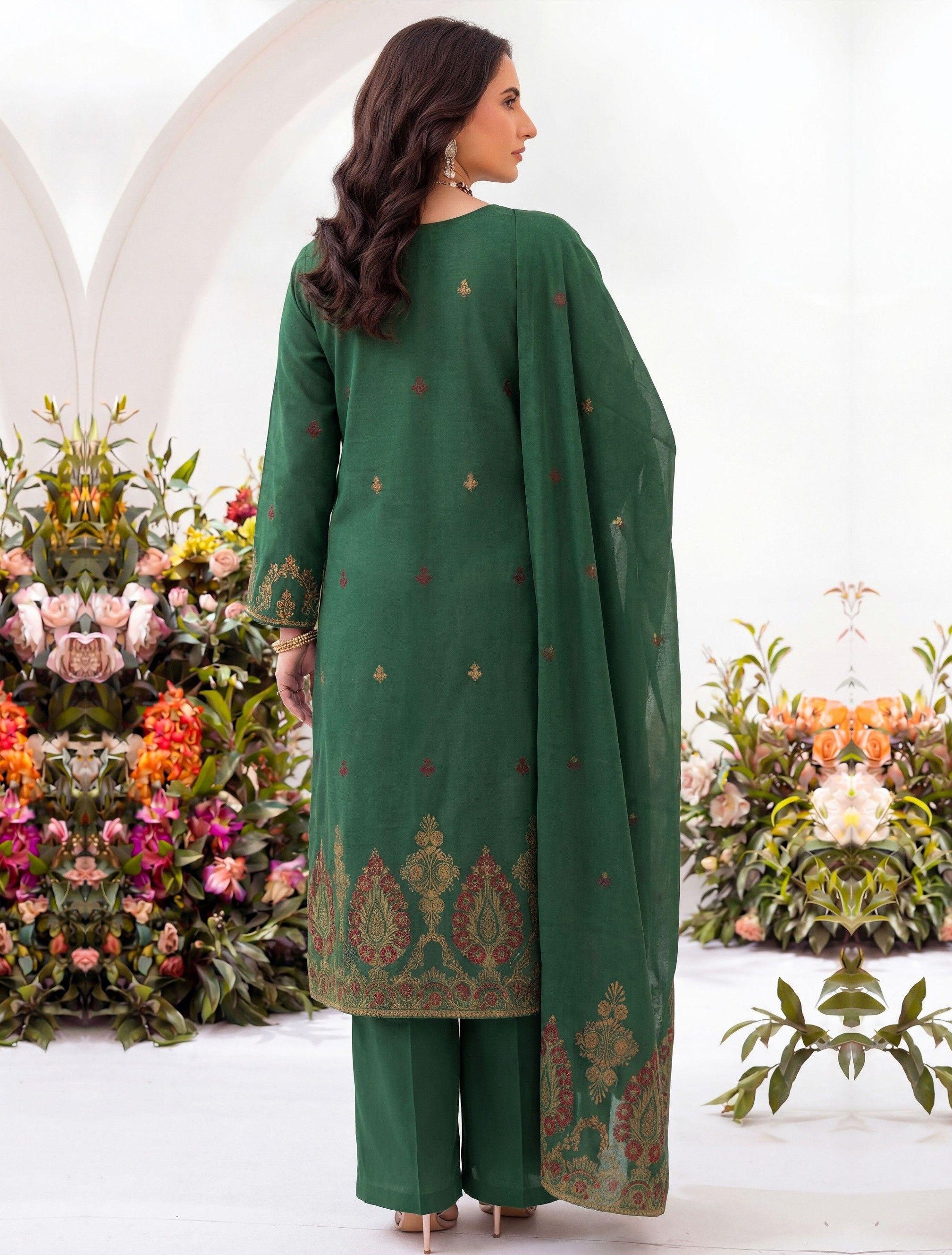 3PC UN-STITCHED JACQUARD LAWN RJL-17
