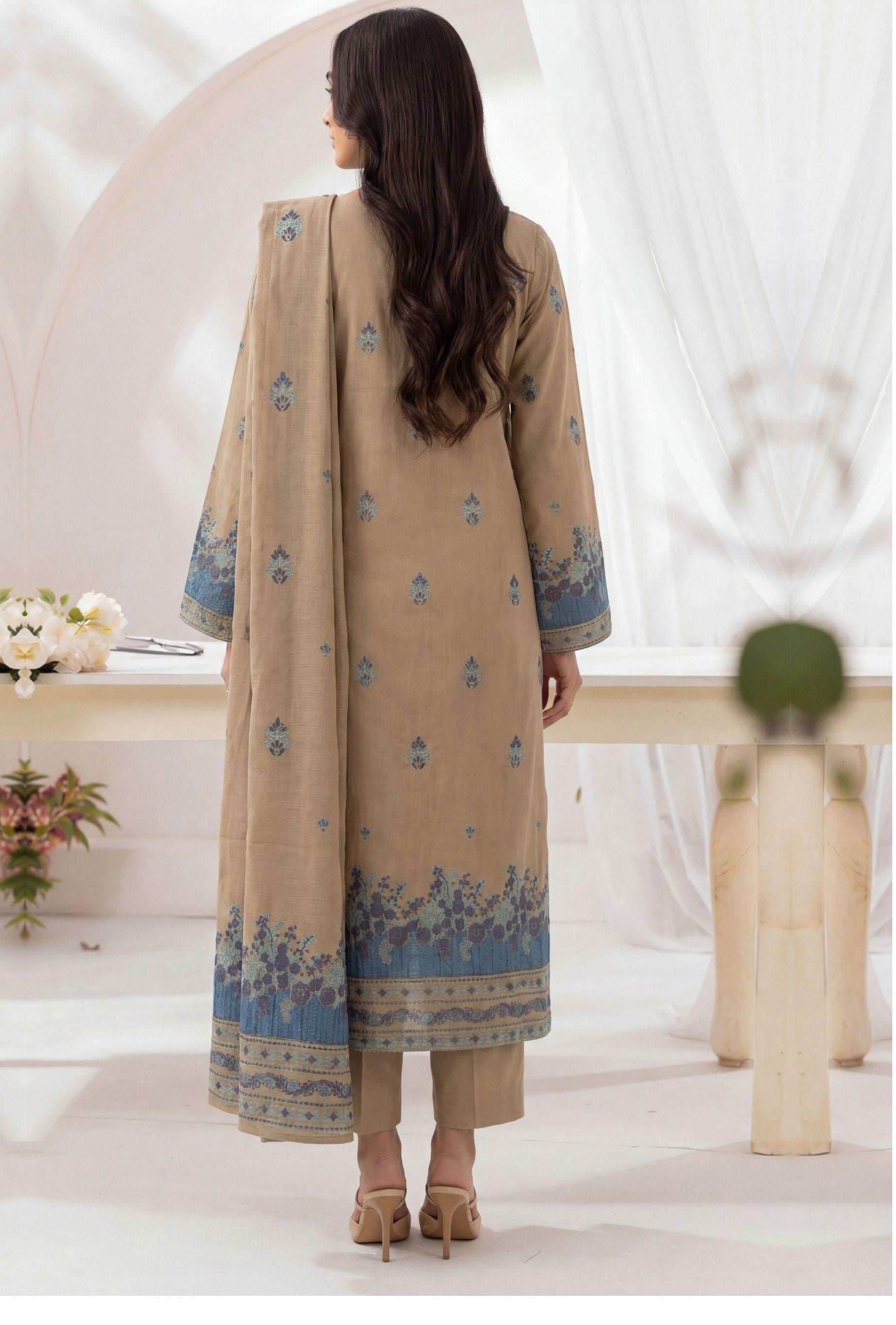 3PC UN-STITCHED JACQUARD LAWN RJL-16