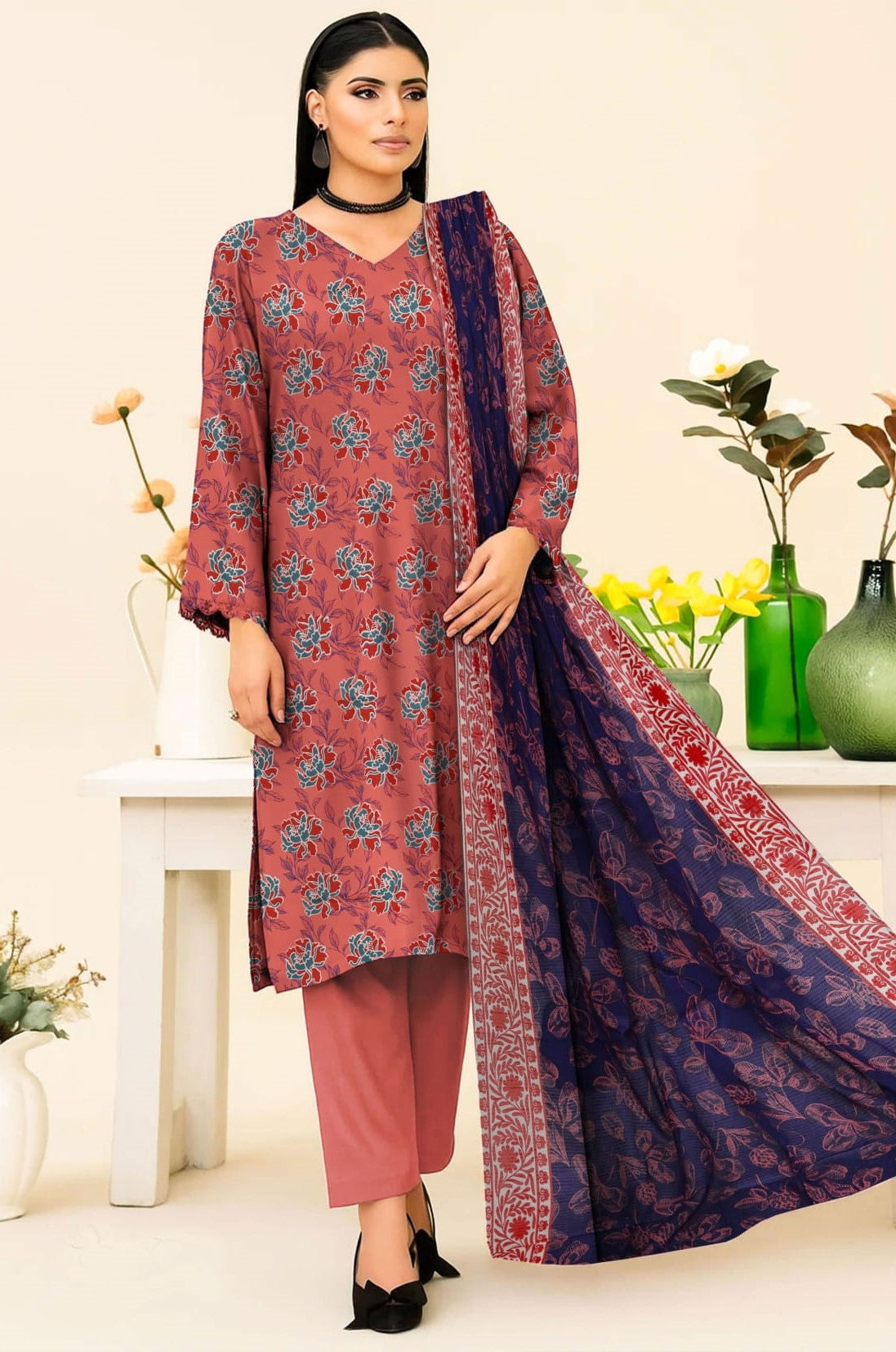 Rust Bloom 3-PC Unstitched RT-RC-07