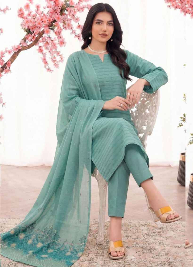 3PC UN-STITCHED JACQUARD LAWN RJL-5