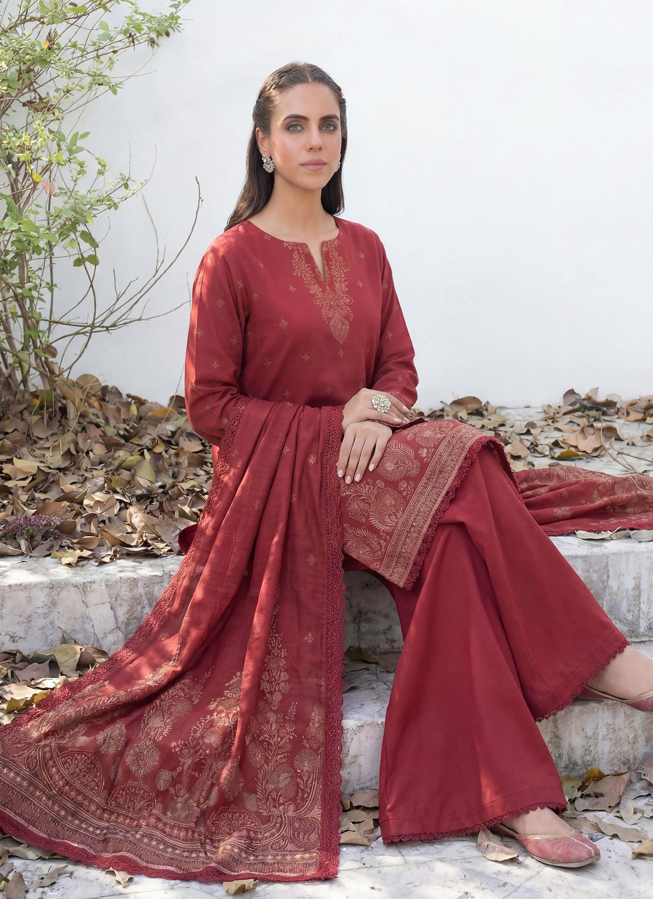 3PC UN-STITCHED JACQUARD LAWN RJL-24