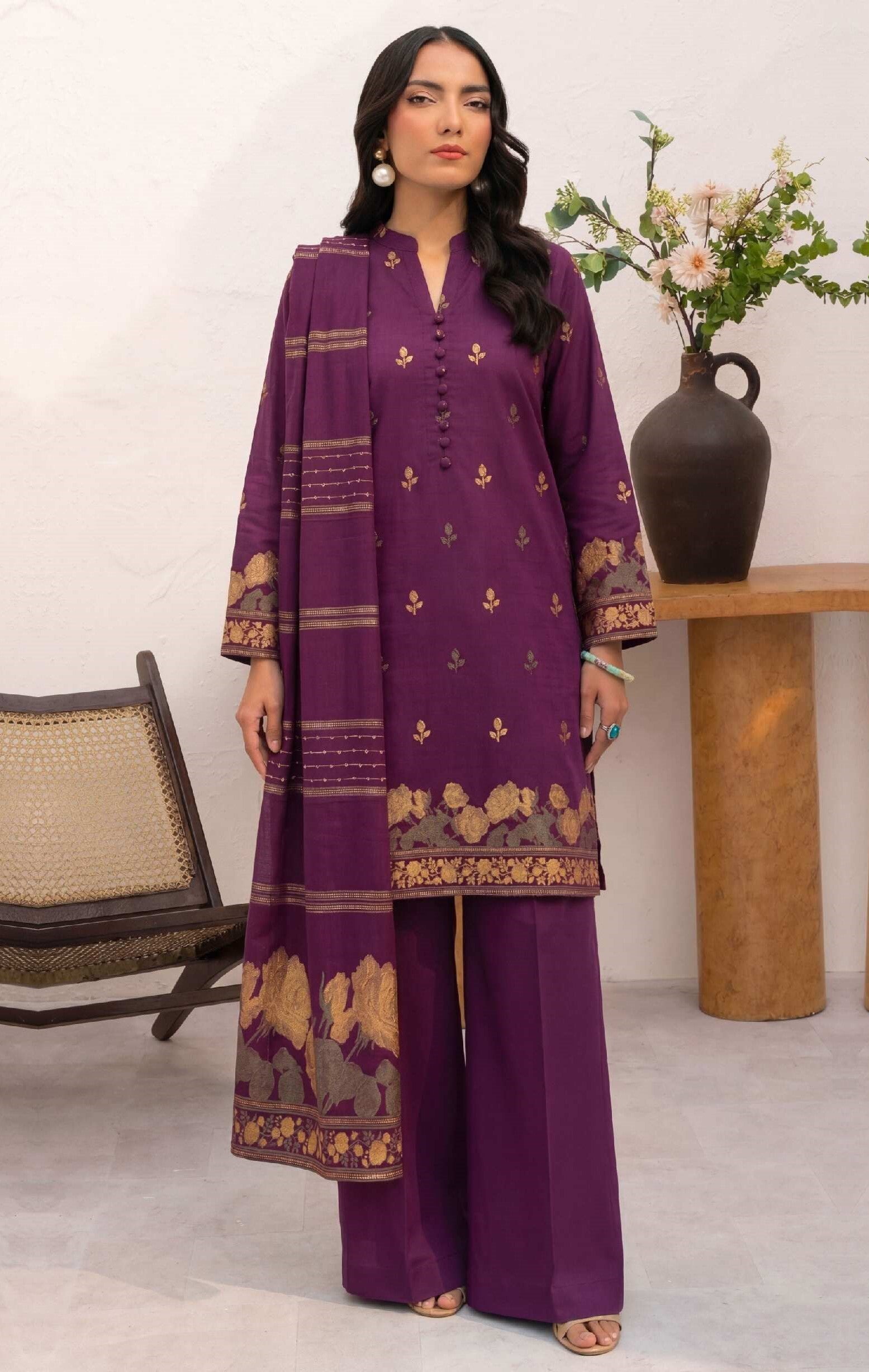 3PC UN-STITCHED JACQUARD LAWN RJL-24
