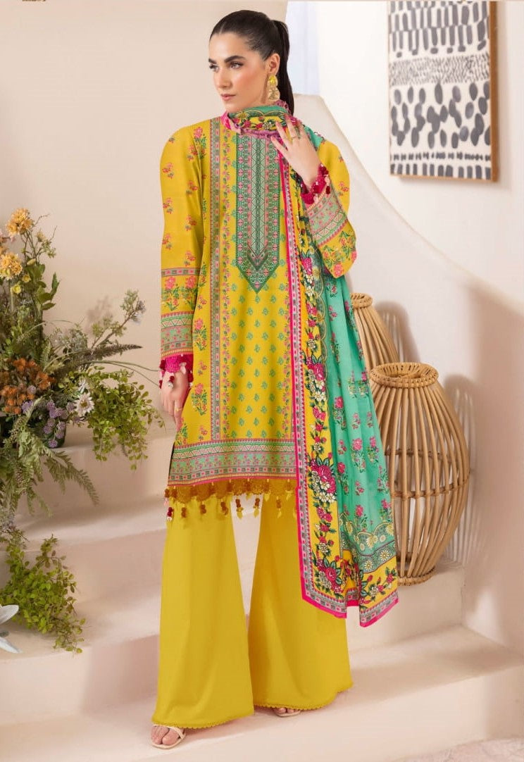 RANG-E-RONAK GRID LAWN UNSTITCHED 3PC