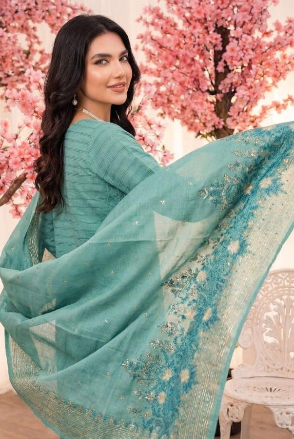 3PC UN-STITCHED JACQUARD LAWN RJL-5
