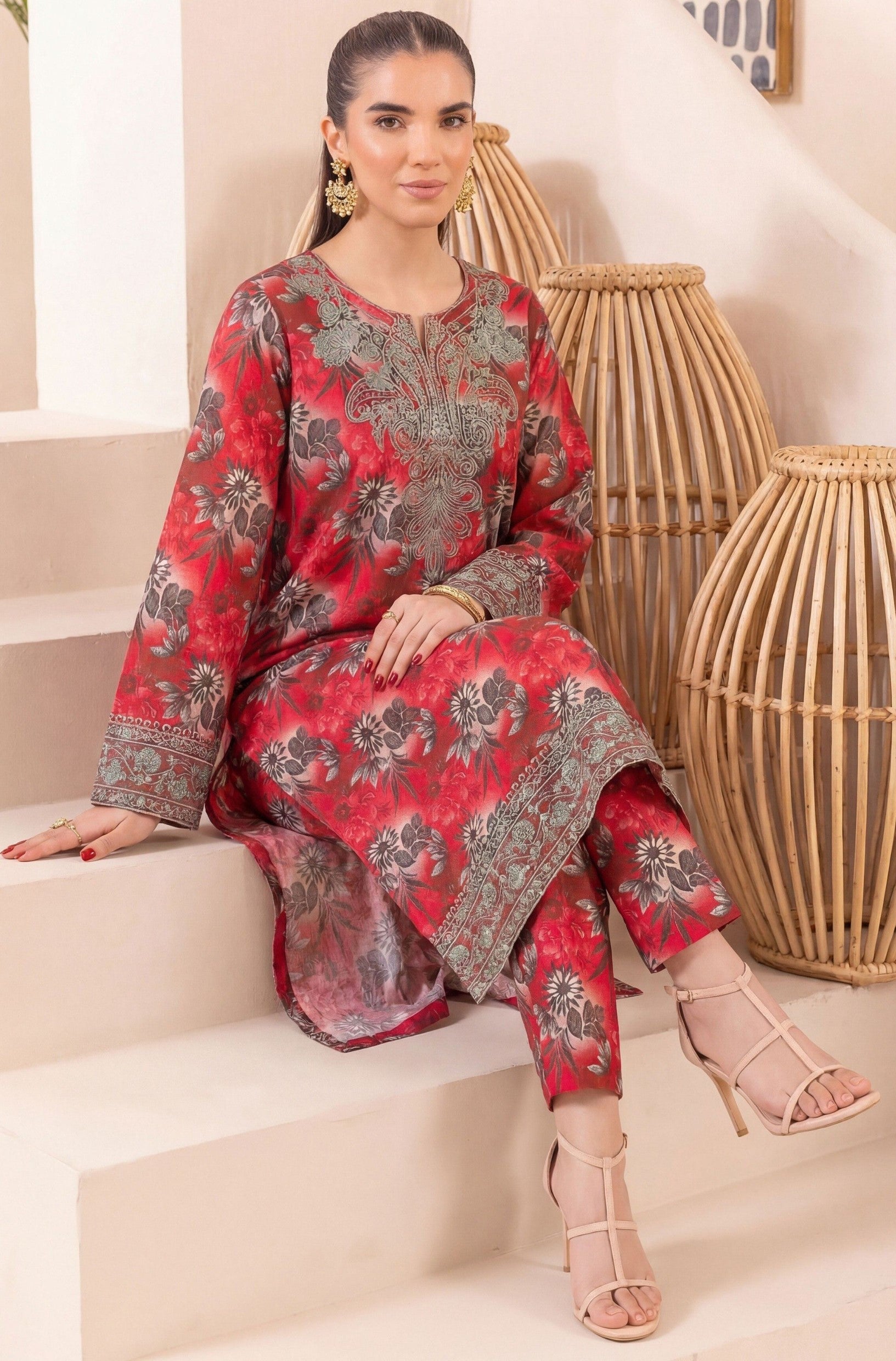 2PC EMBROIDED LAWN REL-8