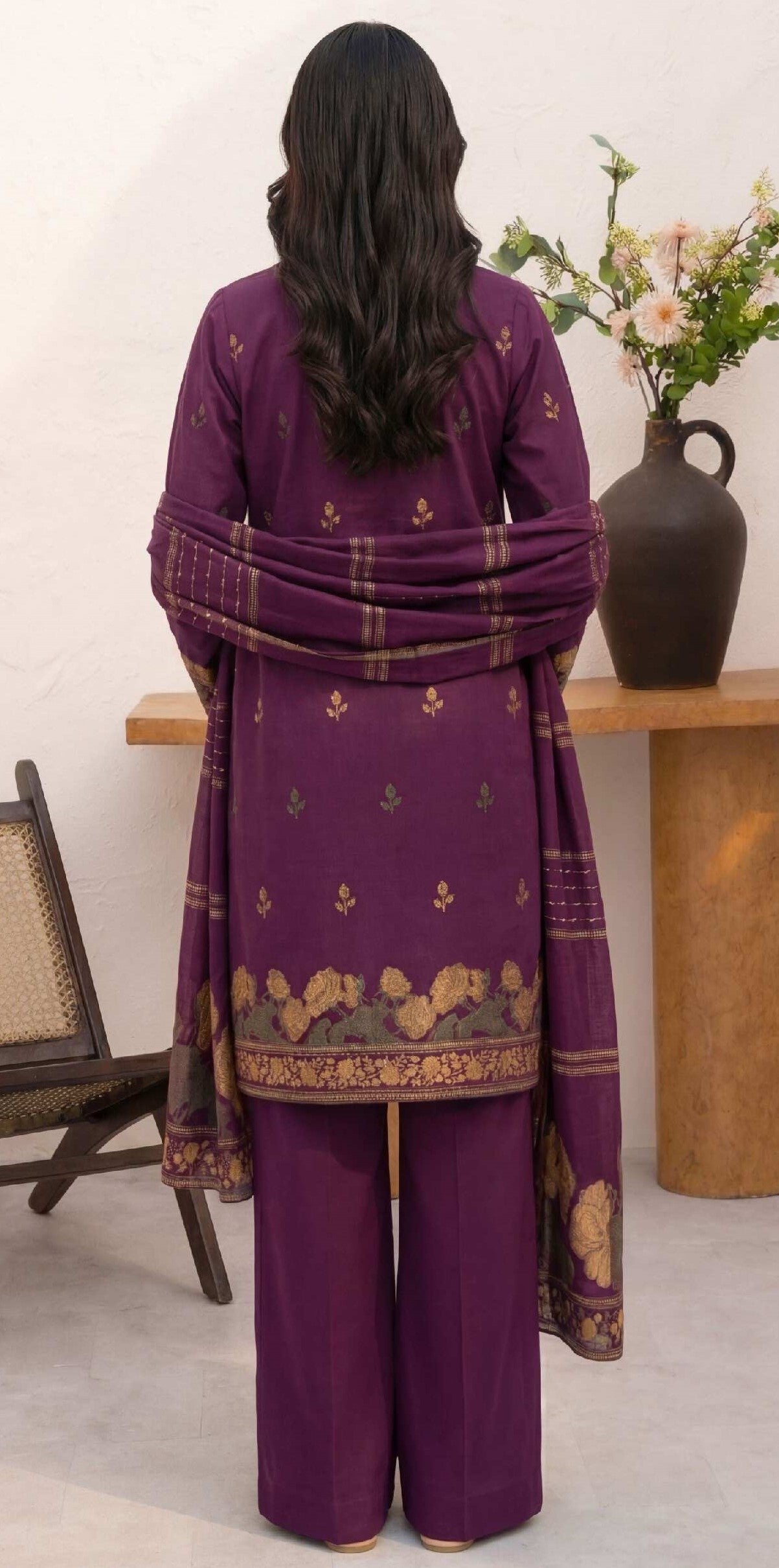3PC UN-STITCHED JACQUARD LAWN RJL-24