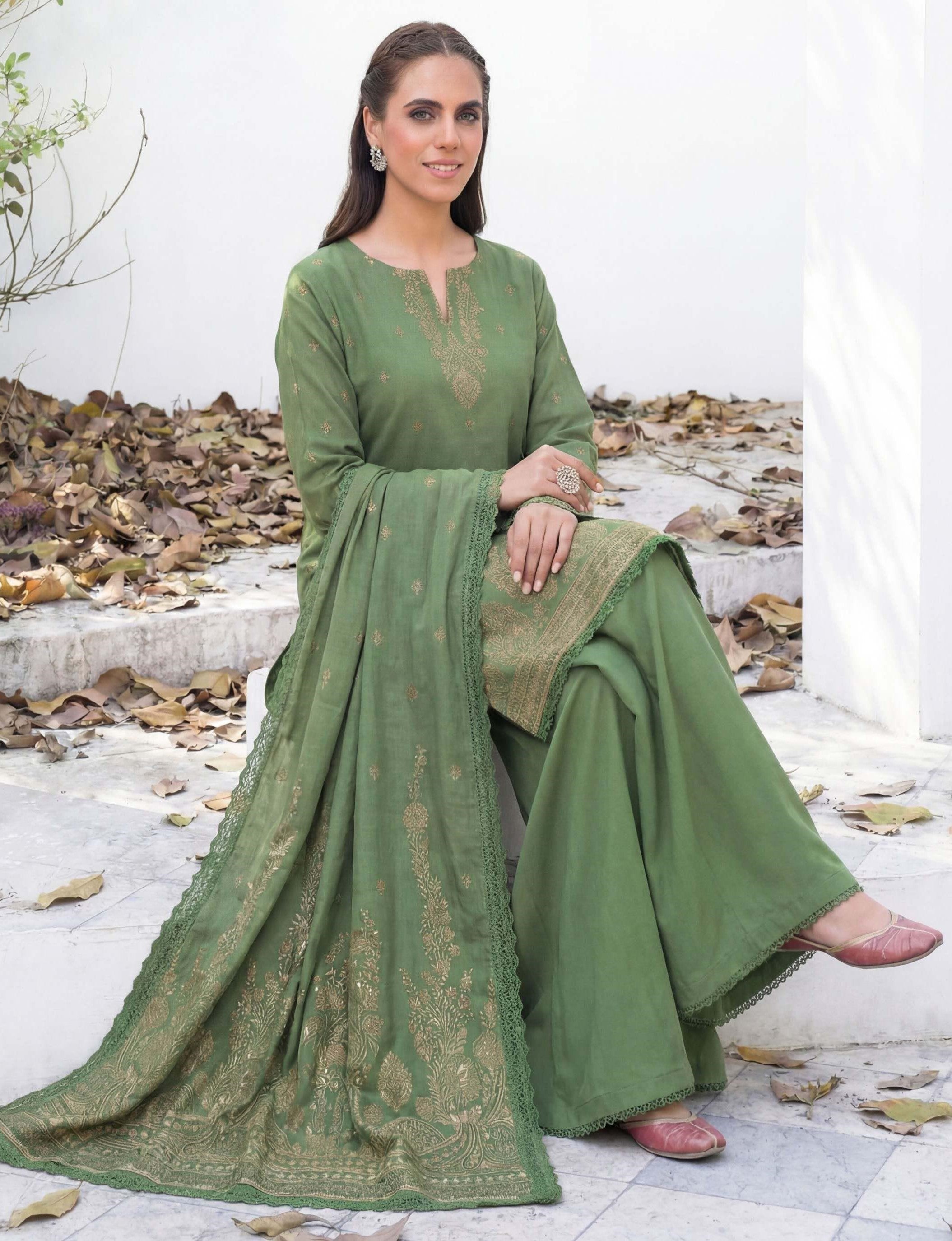 3PC UN-STITCHED JACQUARD LAWN RJL-27