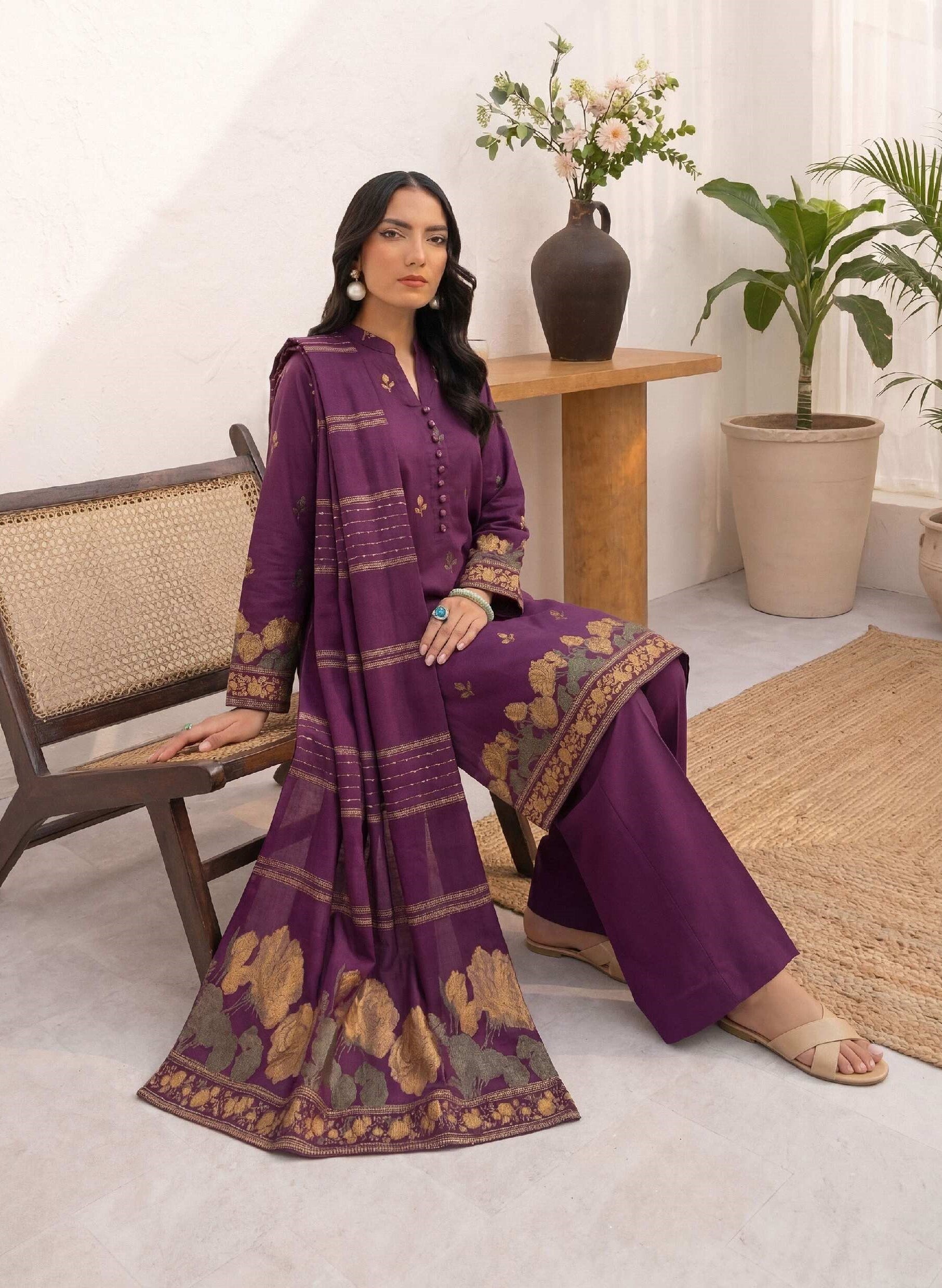3PC UN-STITCHED JACQUARD LAWN RJL-24