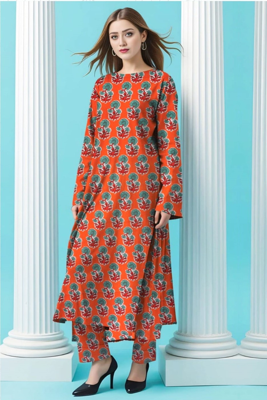 Rust Orange Floral RT-DL-05