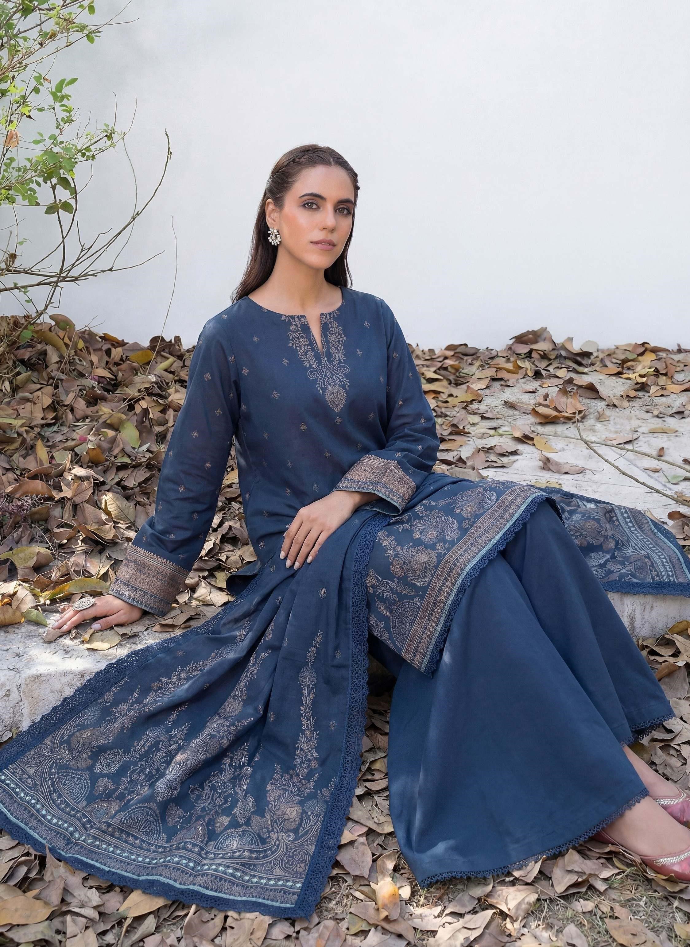 3PC UN-STITCHED JACQUARD LAWN RJL-25