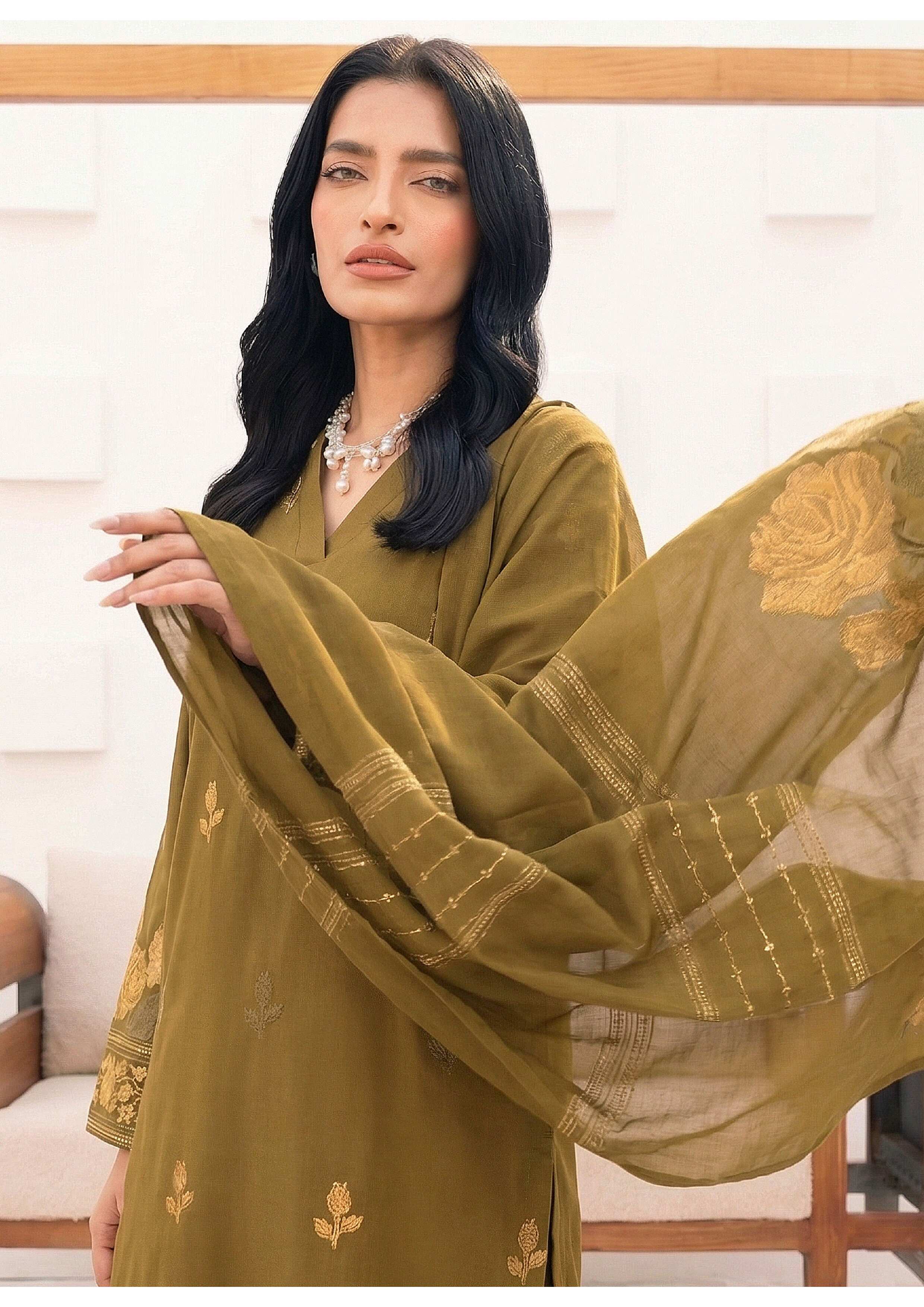 3PC UN-STITCHED JACQUARD LAWN RJL-21