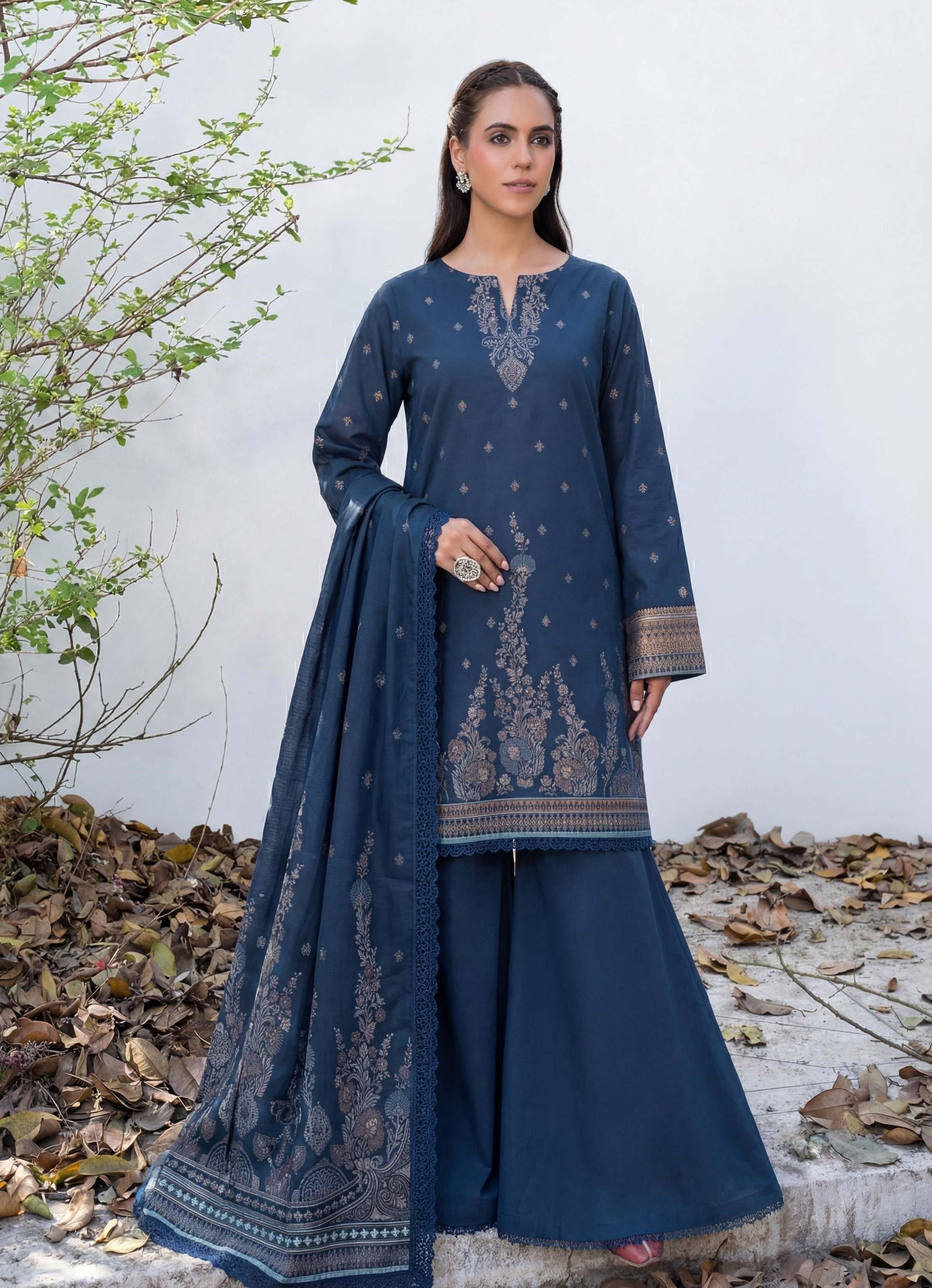 3PC UN-STITCHED JACQUARD LAWN RJL-25