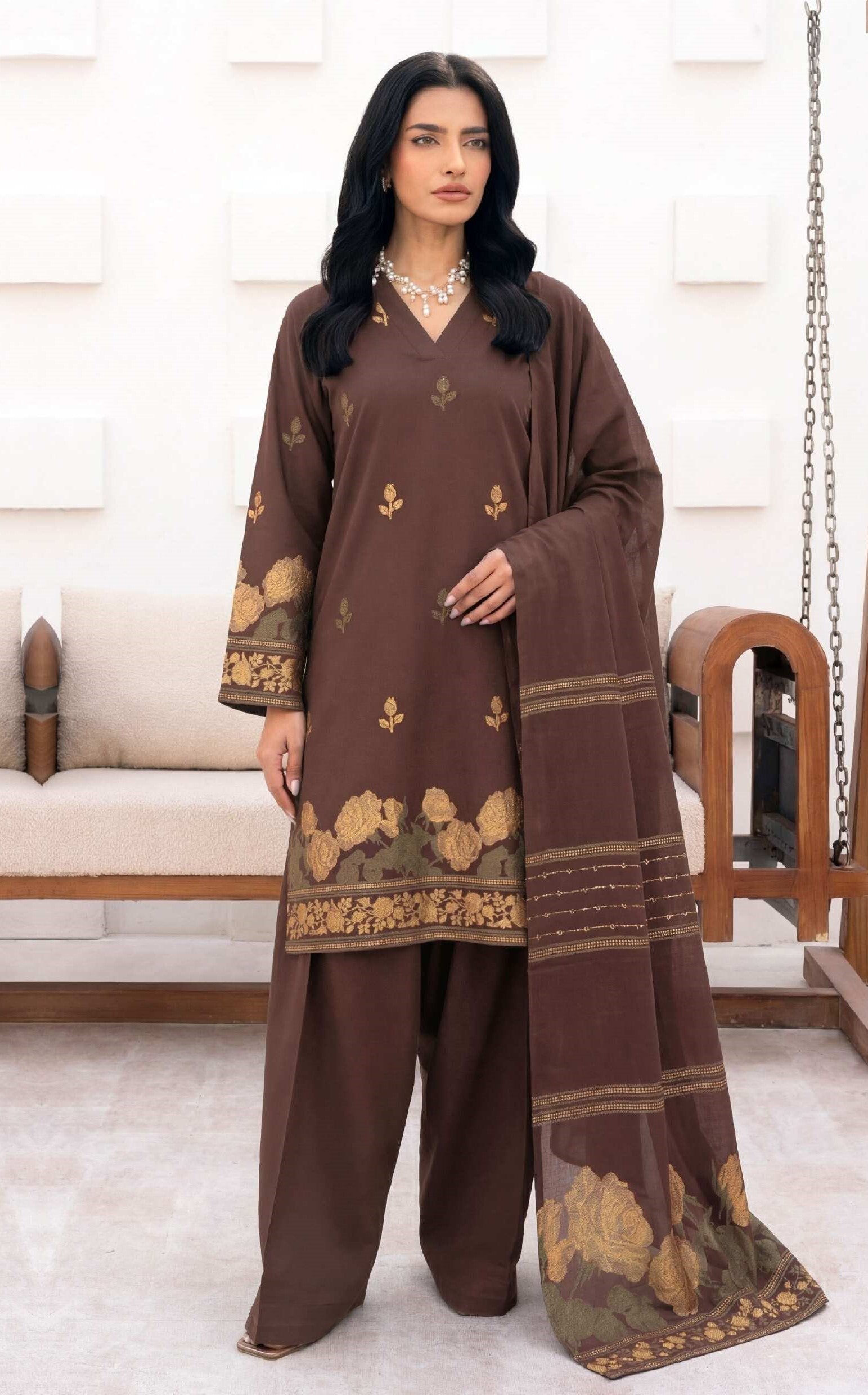 3PC UN-STITCHED JACQUARD LAWN RJL-22