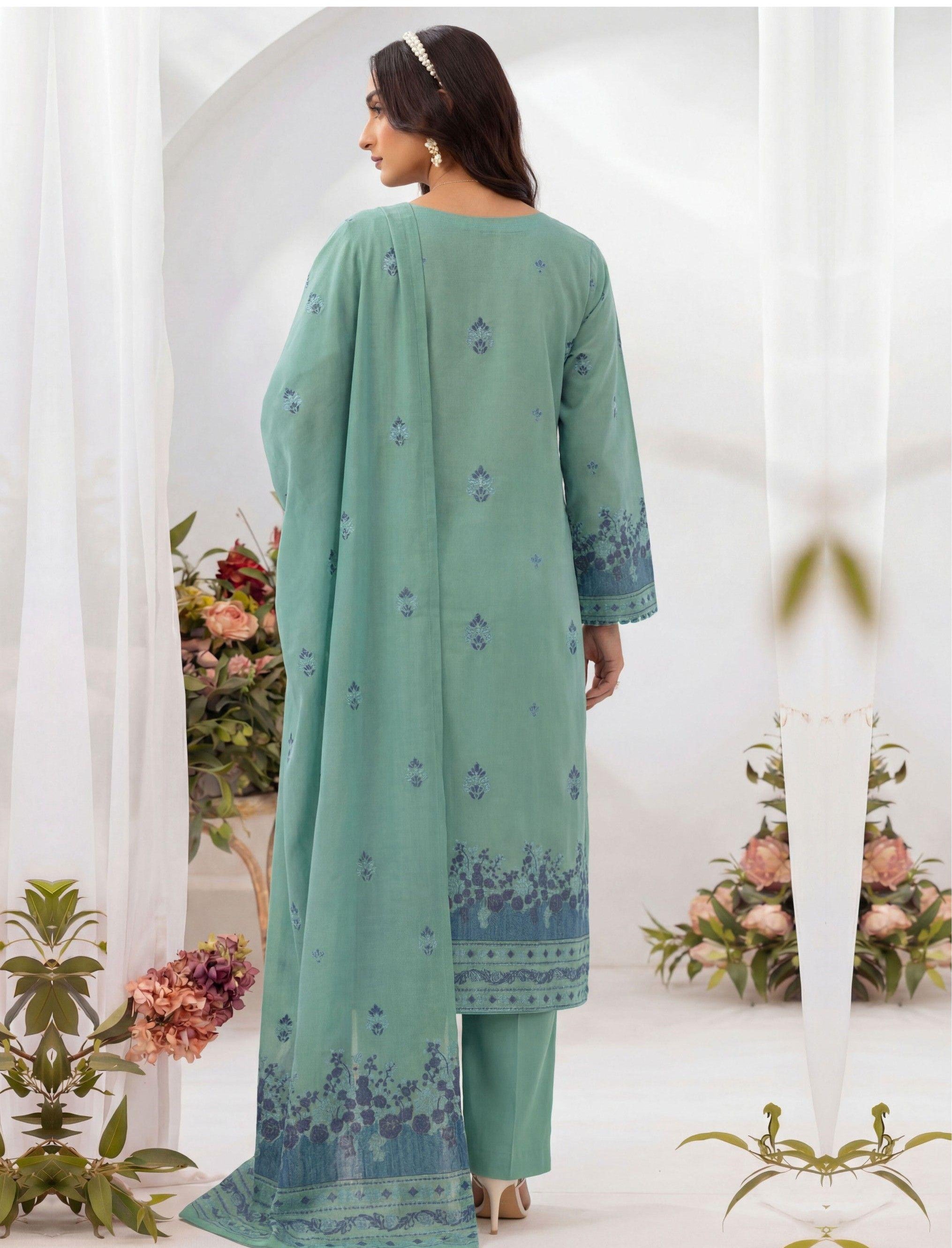 3PC UN-STITCHED JACQUARD LAWN RJL-20