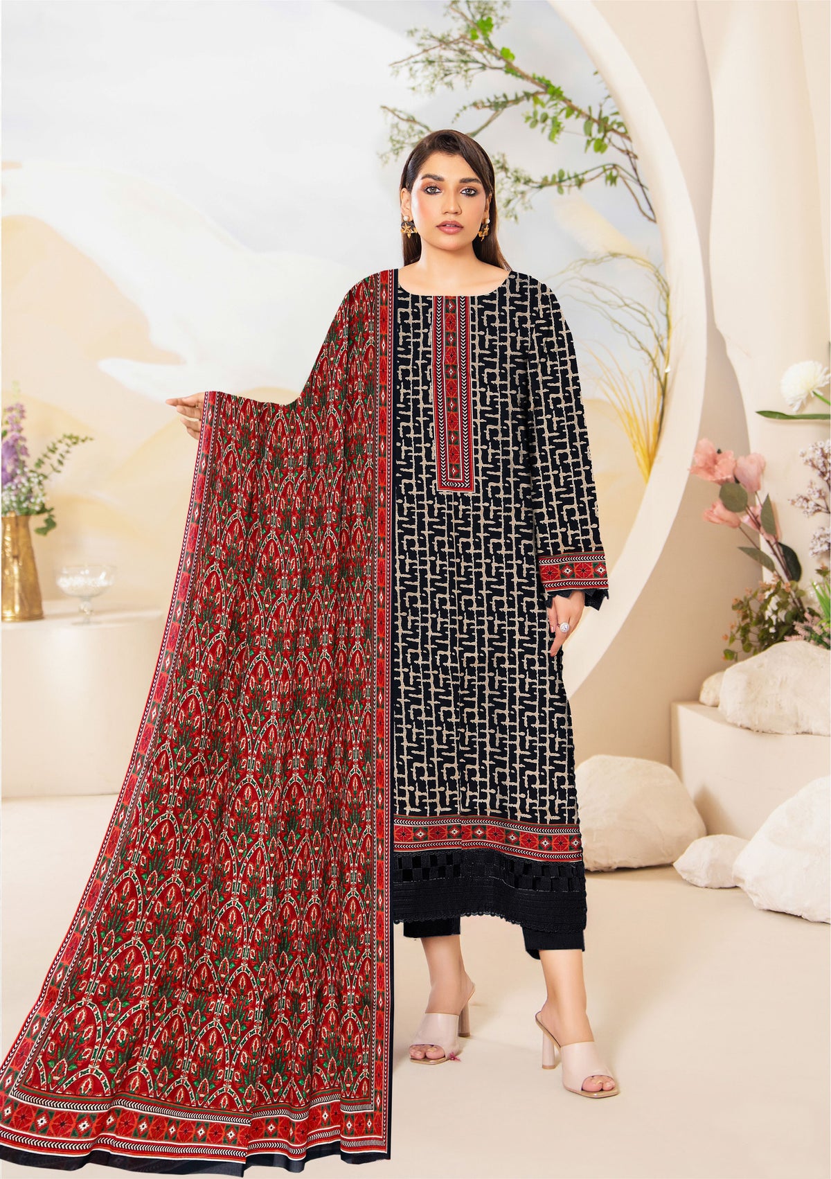 3-Piece Un-Stitched Rang e Ronak RT-1947