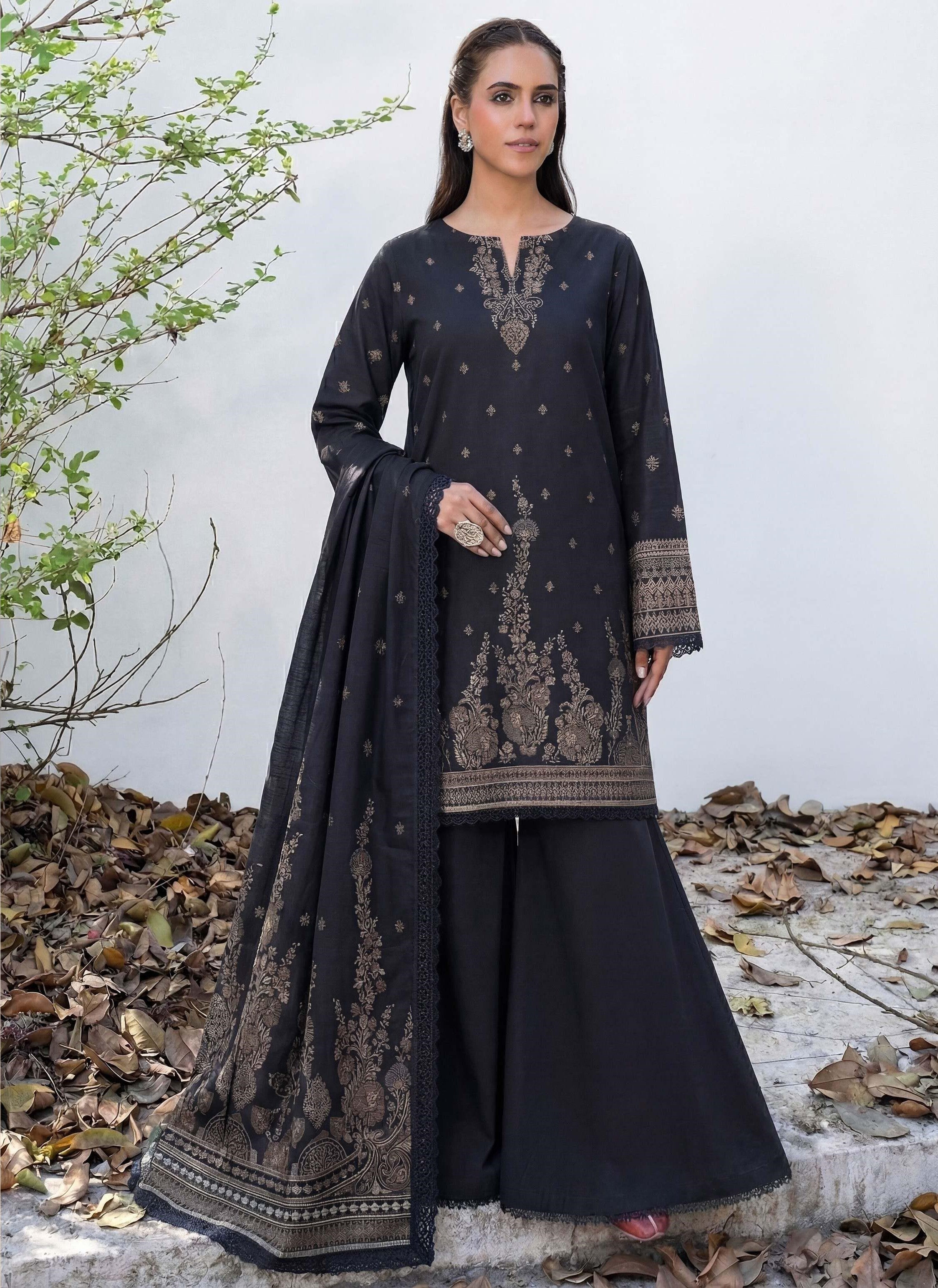 3PC UN-STITCHED JACQUARD LAWN RJL-26