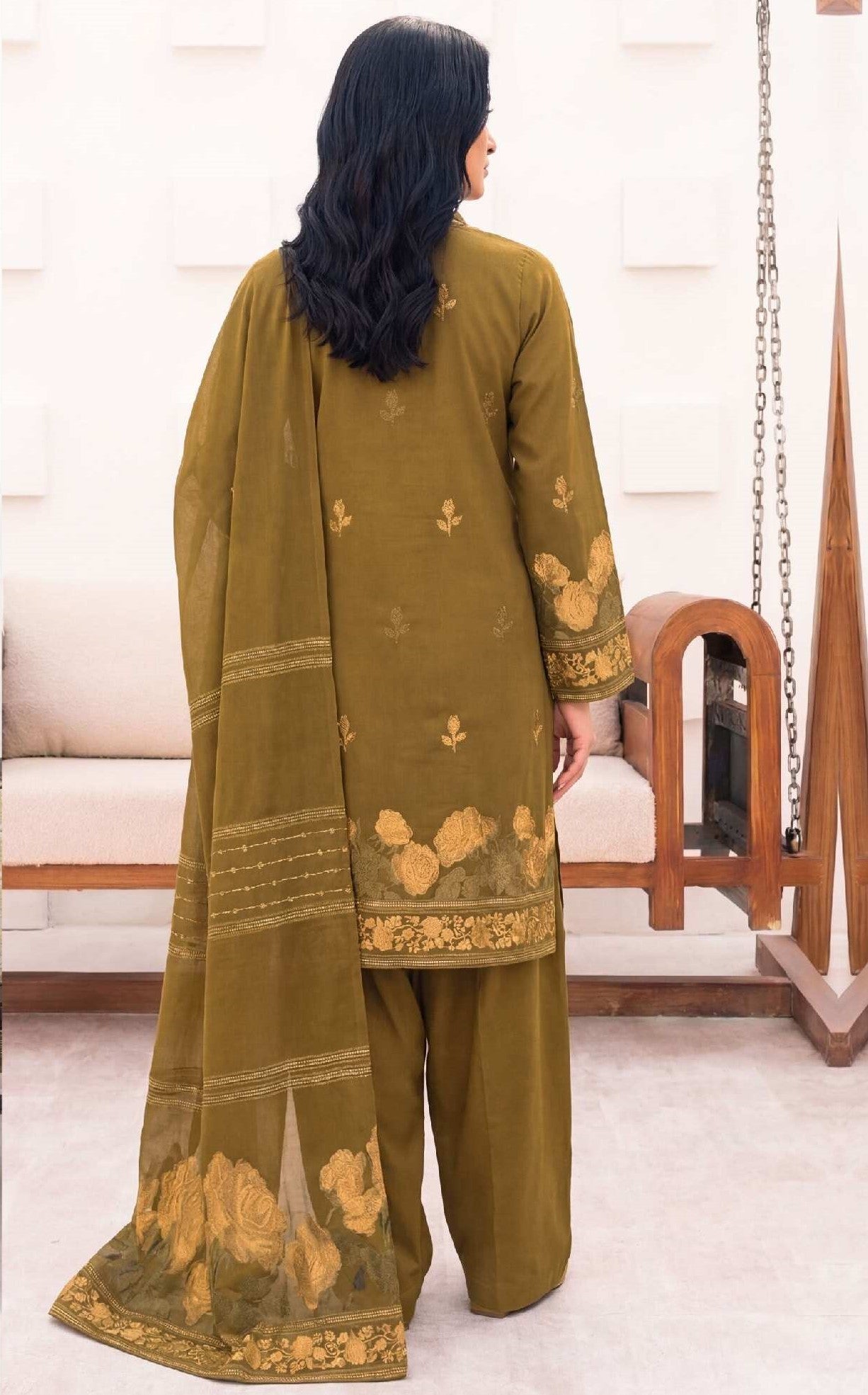 3PC UN-STITCHED JACQUARD LAWN RJL-21