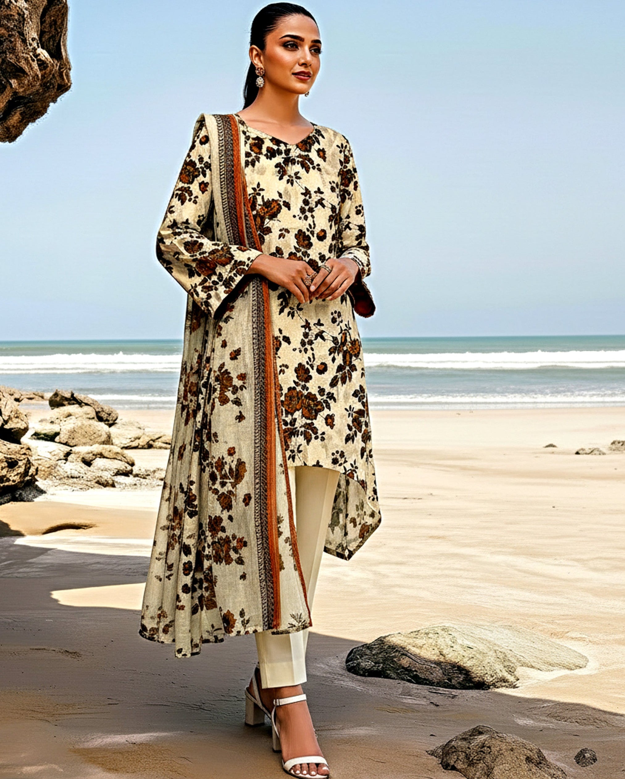 3PC UN-STITCHED LAWN RCL-23