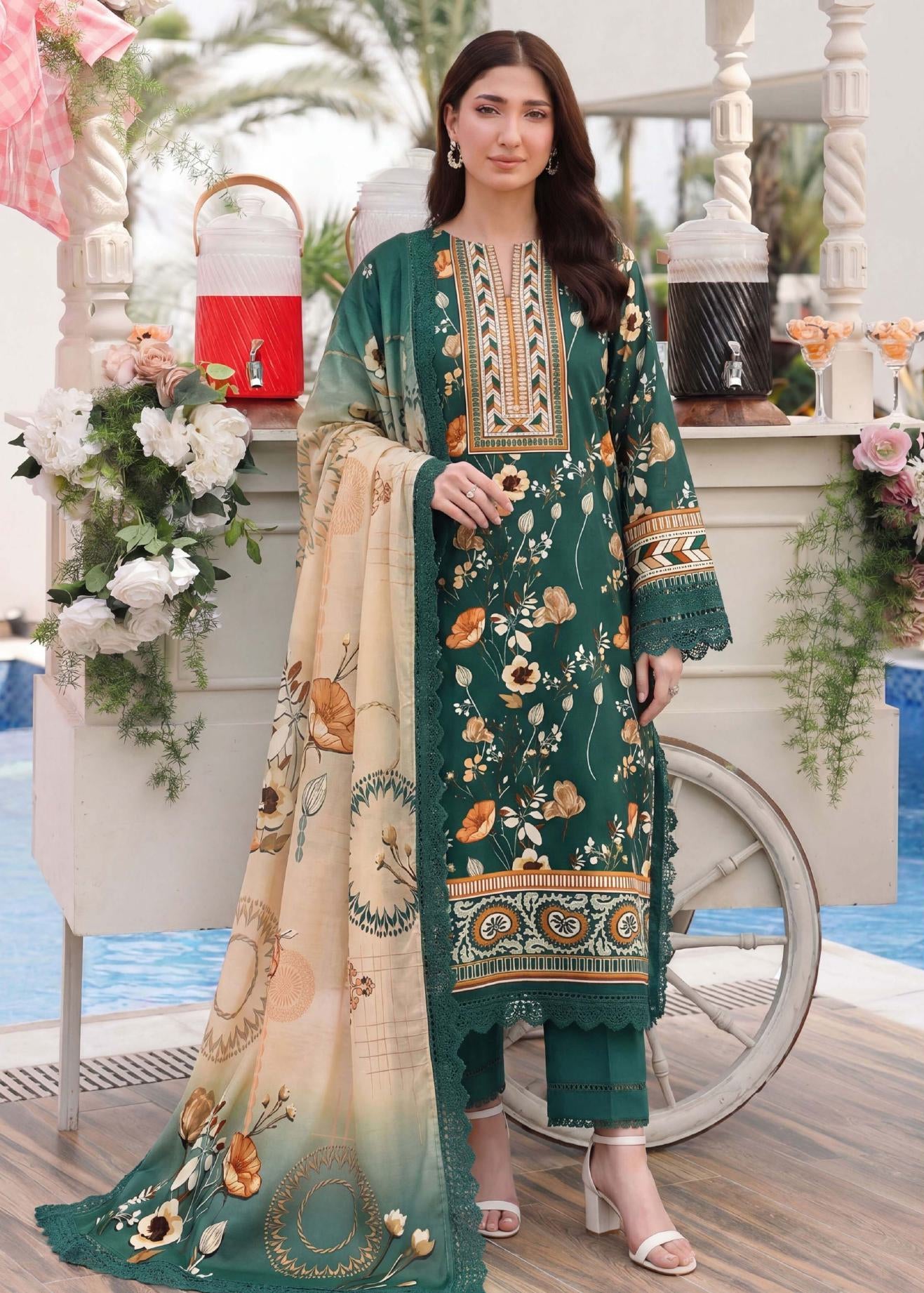 3PC UN-STITCHED LAWN RCL-74
