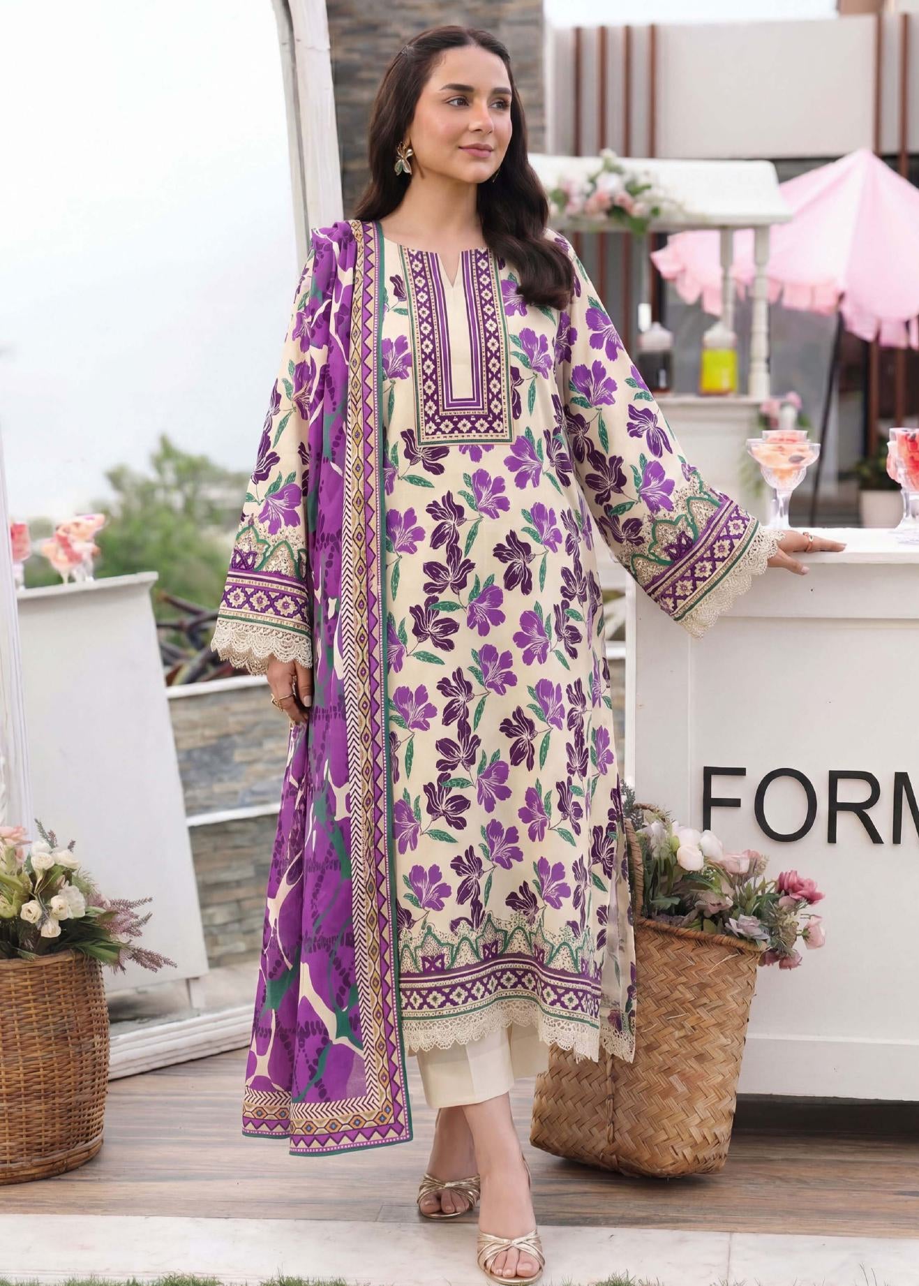 3PC UN-STITCHED LAWN RCL-71