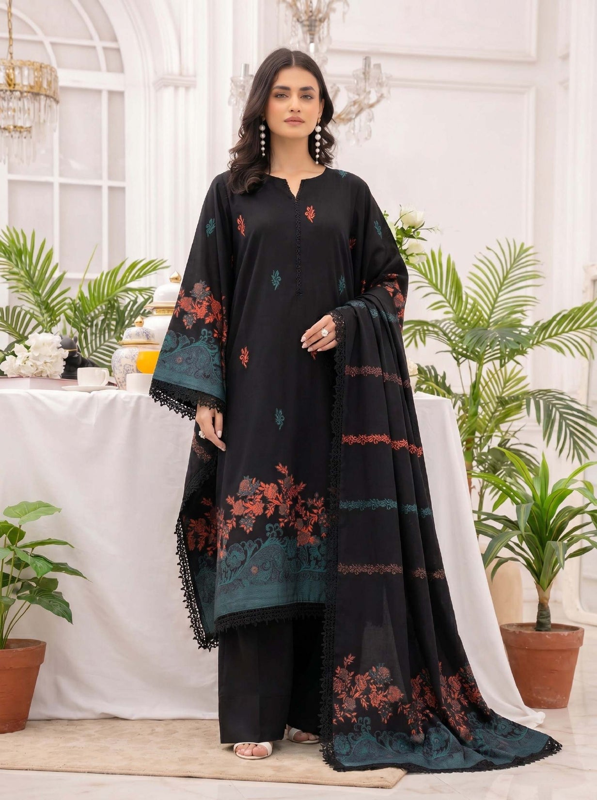 3PC UN-STITCHED JACQUARD BAROSHA LAWN D-2