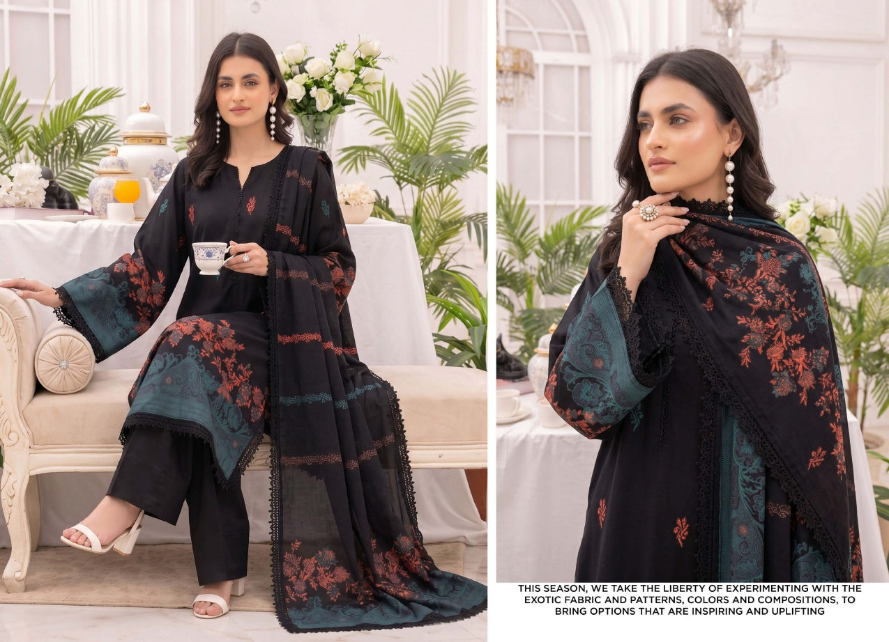 3PC UN-STITCHED JACQUARD BAROSHA LAWN D-2