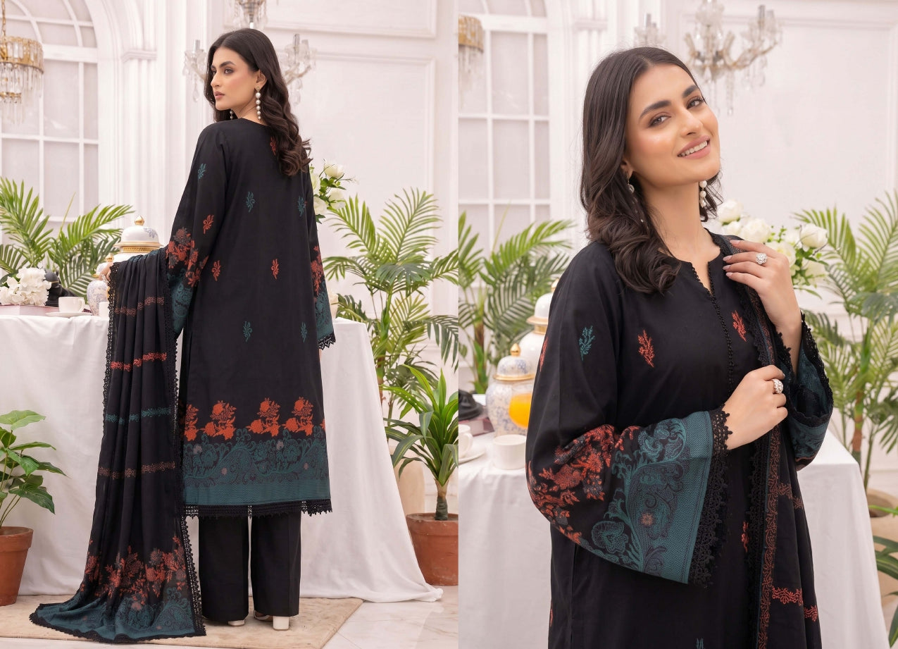 3PC UN-STITCHED JACQUARD BAROSHA LAWN D-2