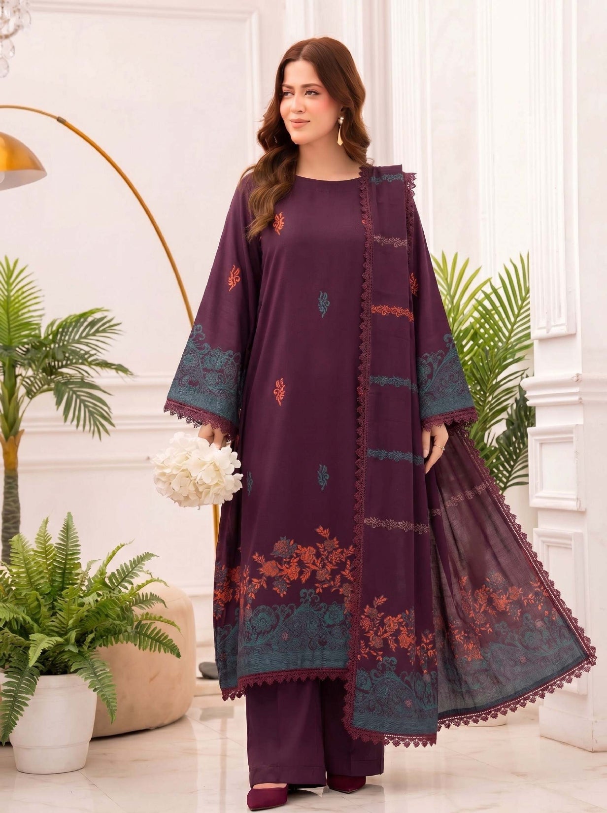 3PC UN-STITCHED JACQUARD BAROSHA LAWN D-3