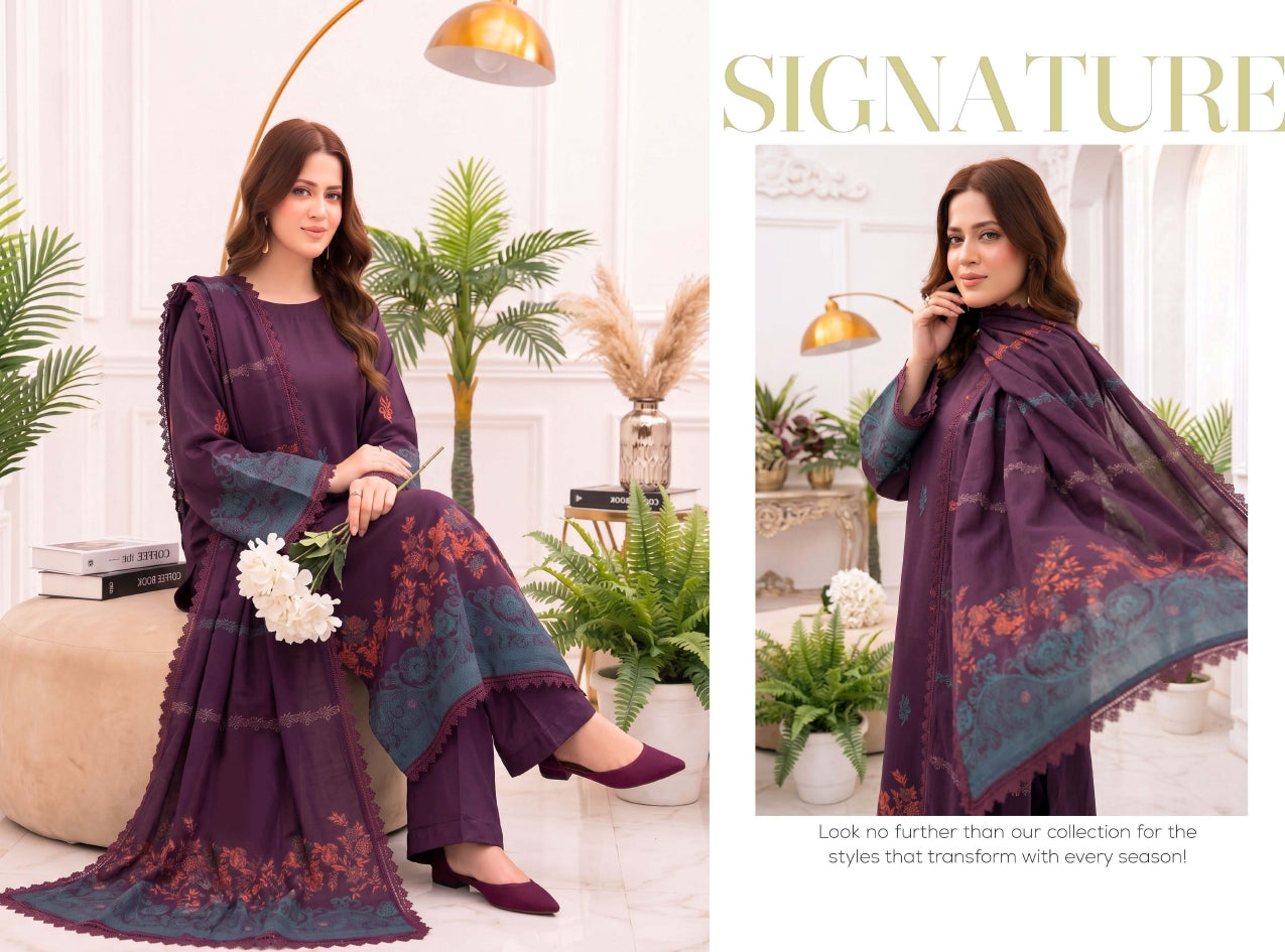 3PC UN-STITCHED JACQUARD BAROSHA LAWN D-3