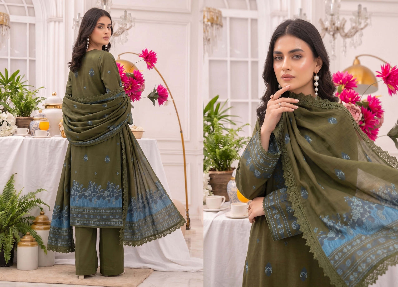 3PC UN-STITCHED JACQUARD BAROSHA LAWN D-4