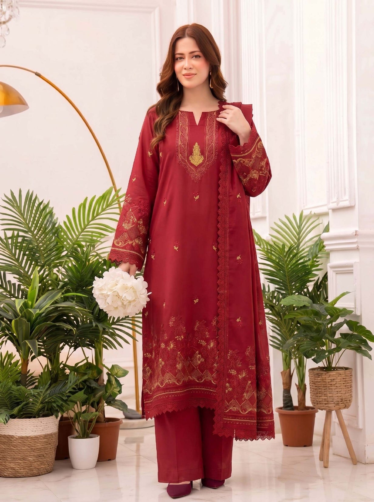 3PC UN-STITCHED JACQUARD BAROSHA LAWN D-6