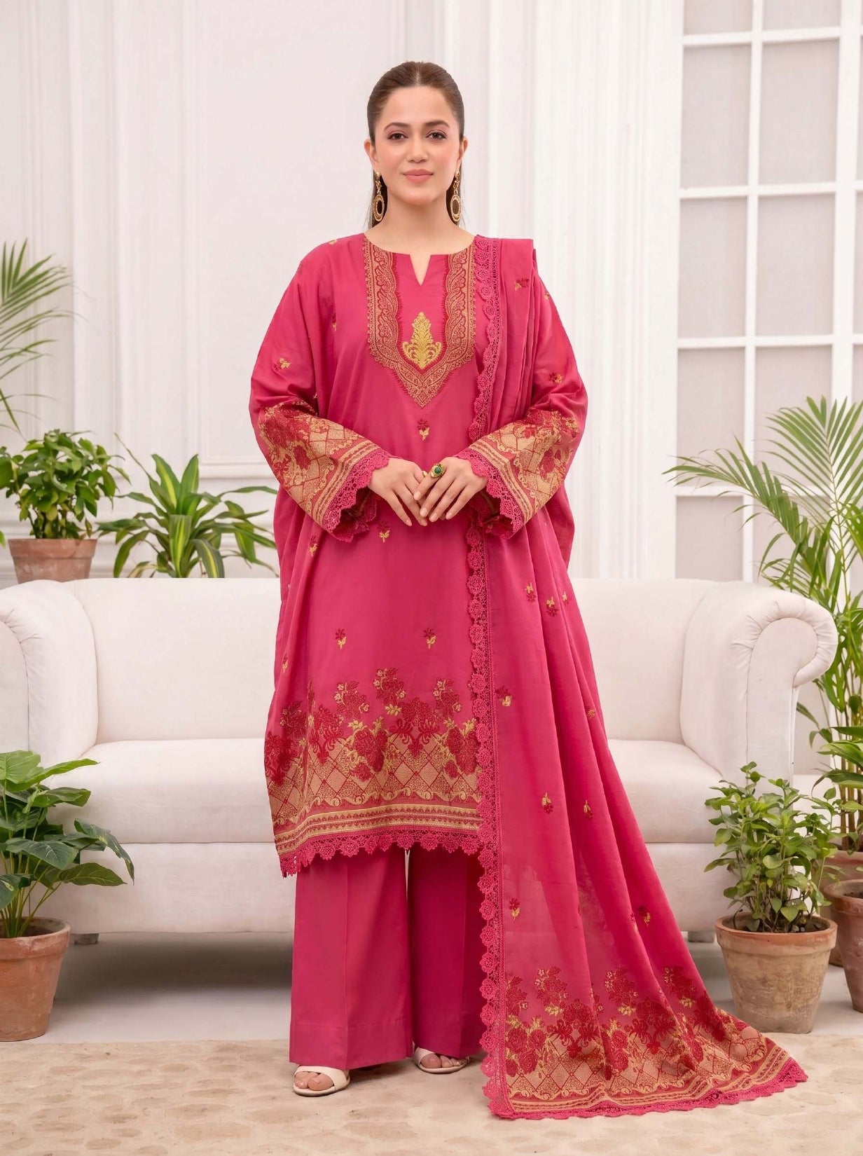 3PC UN-STITCHED JACQUARD BAROSHA LAWN D-8