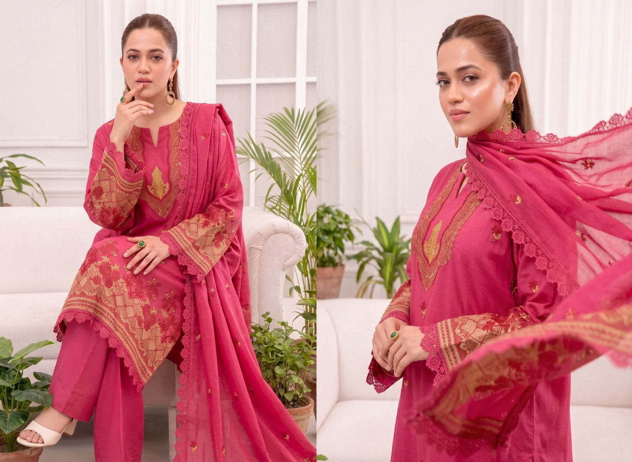 3PC UN-STITCHED JACQUARD BAROSHA LAWN D-8