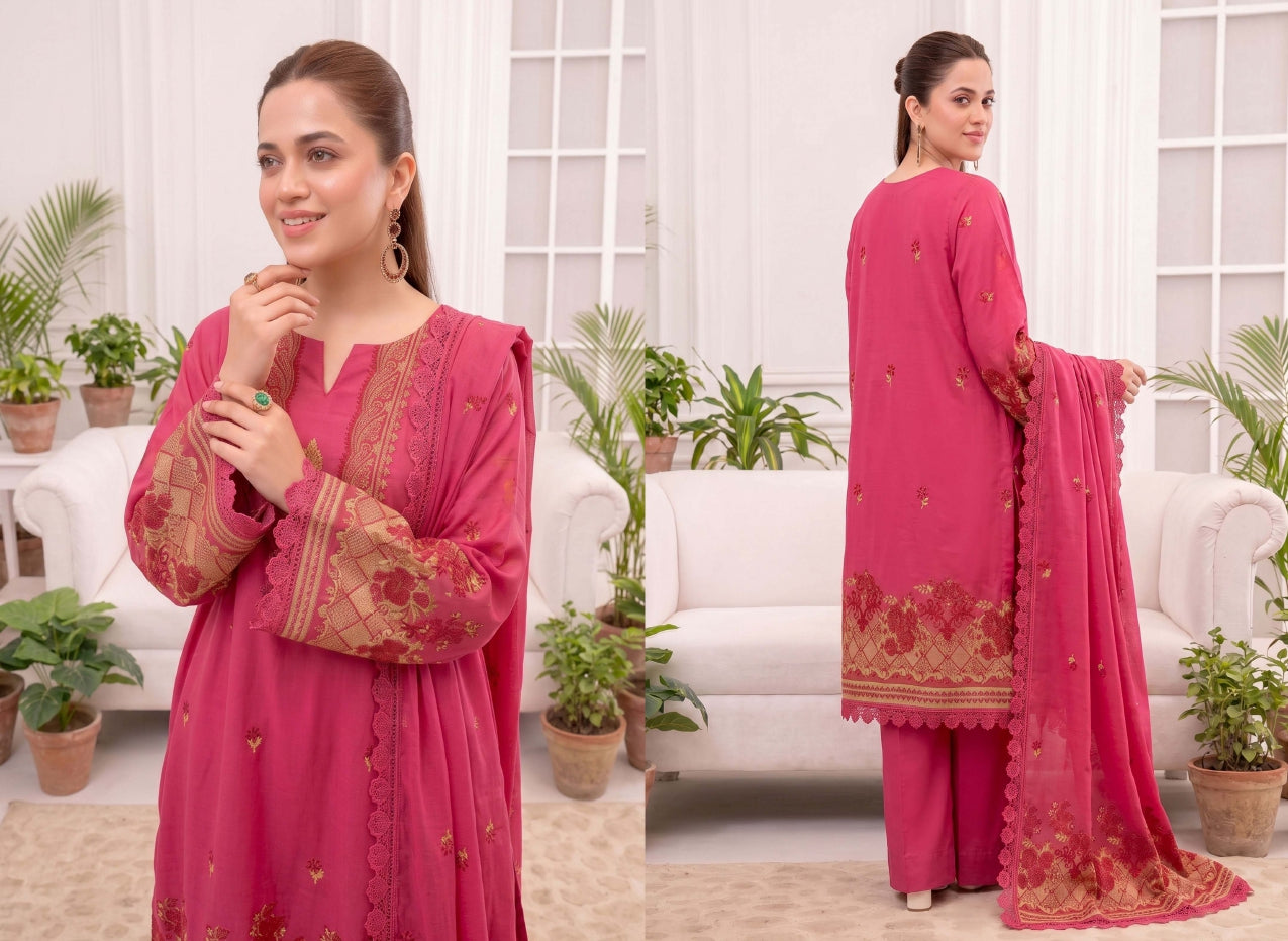 3PC UN-STITCHED JACQUARD BAROSHA LAWN D-8