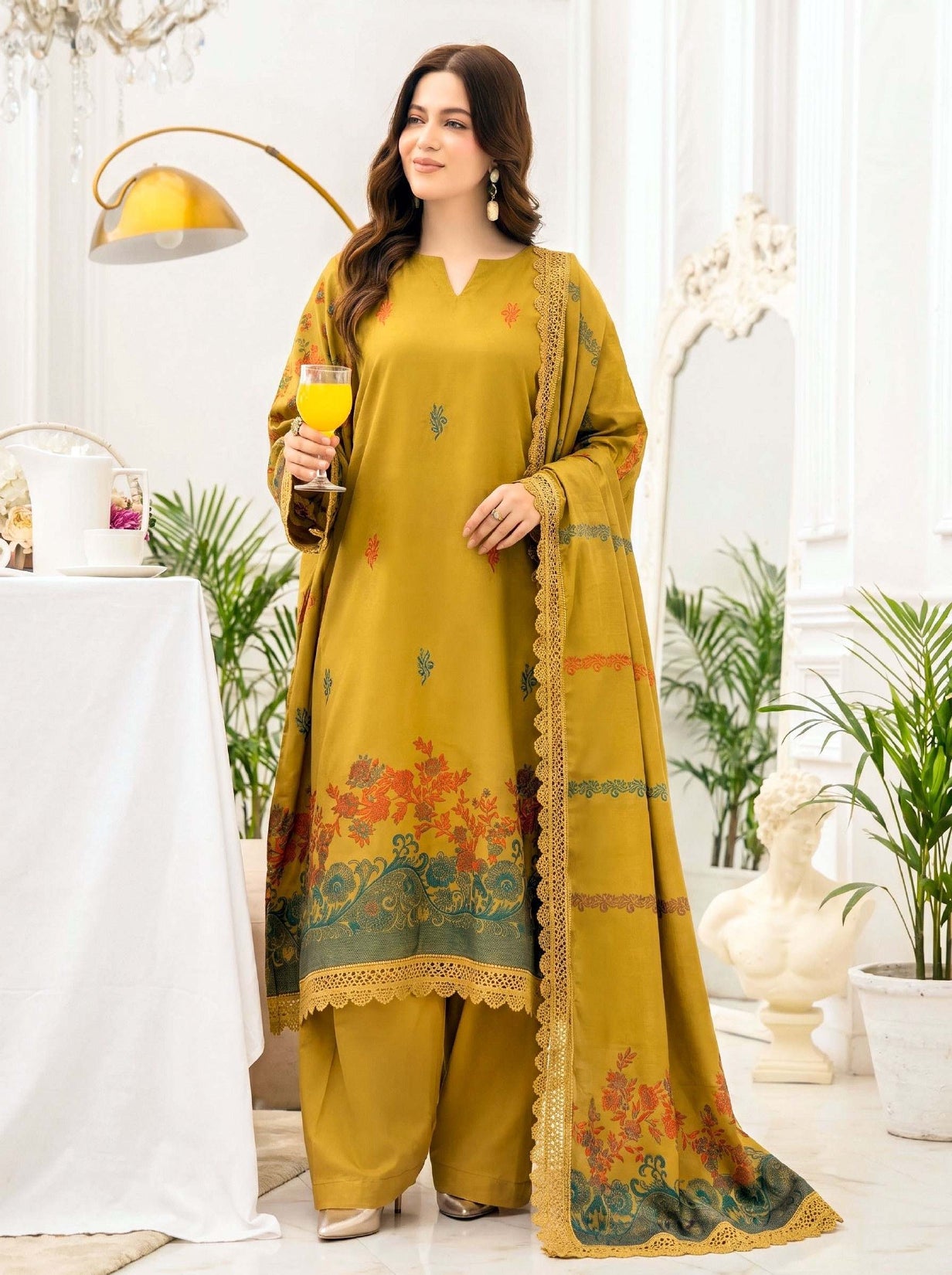 3PC UN-STITCHED JACQUARD BAROSHA LAWN D-9