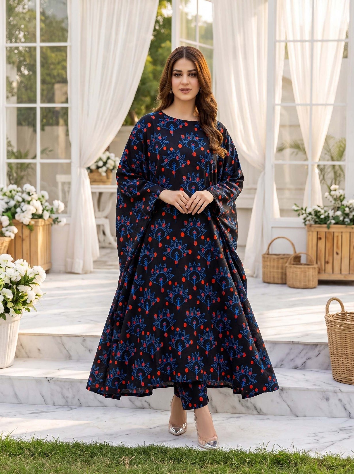 2PC Grid Khaddar D-011