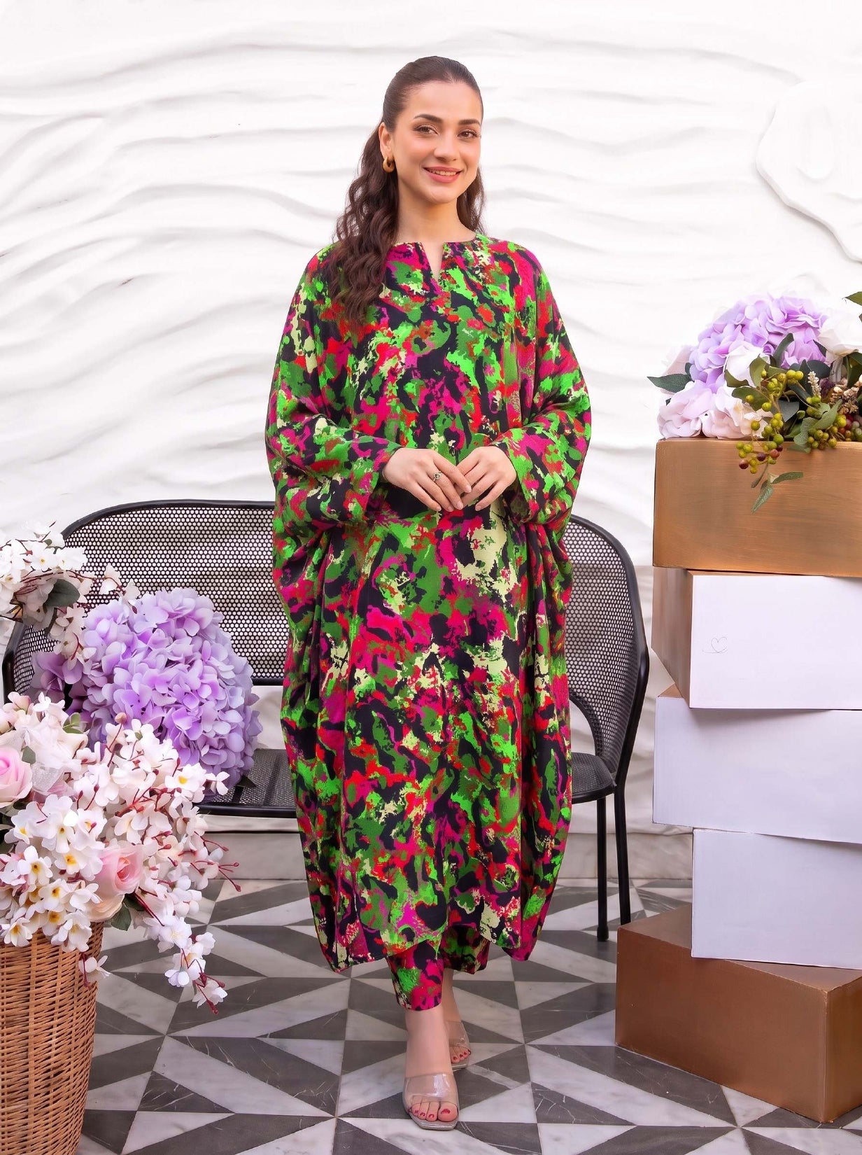 2PC Grid Khaddar D-012