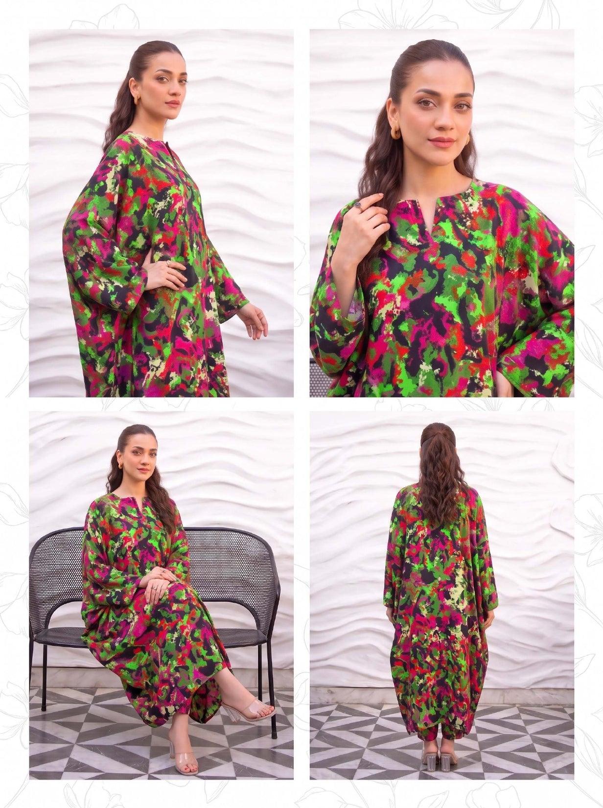 2PC Grid Khaddar D-012