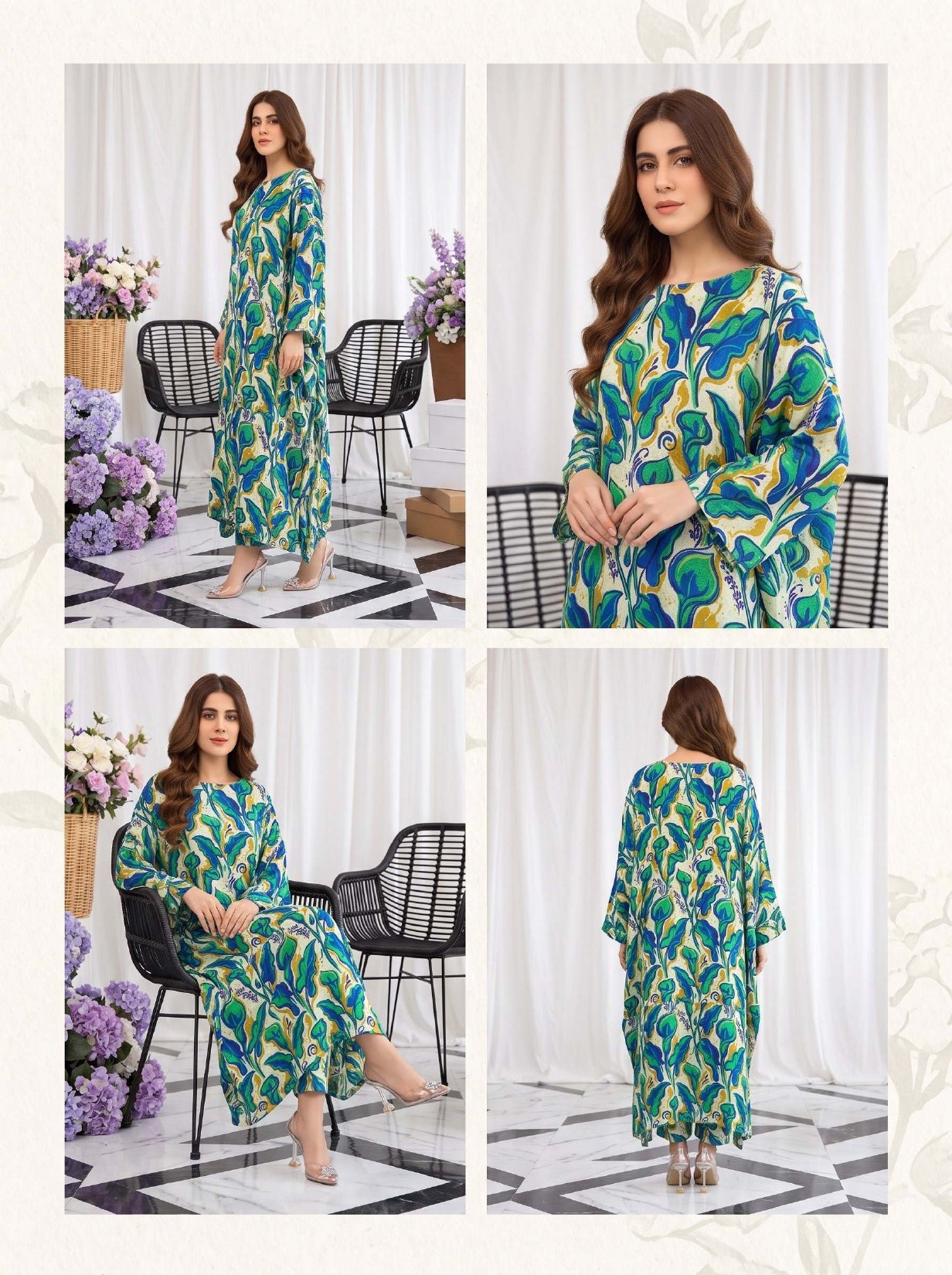 2PC Grid Khaddar D-013