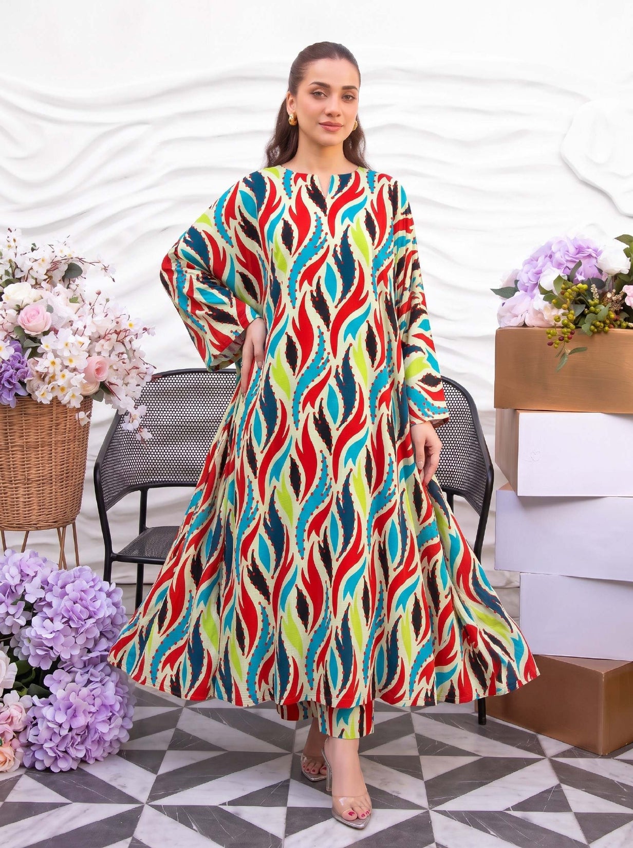 2PC Grid Khaddar D-015