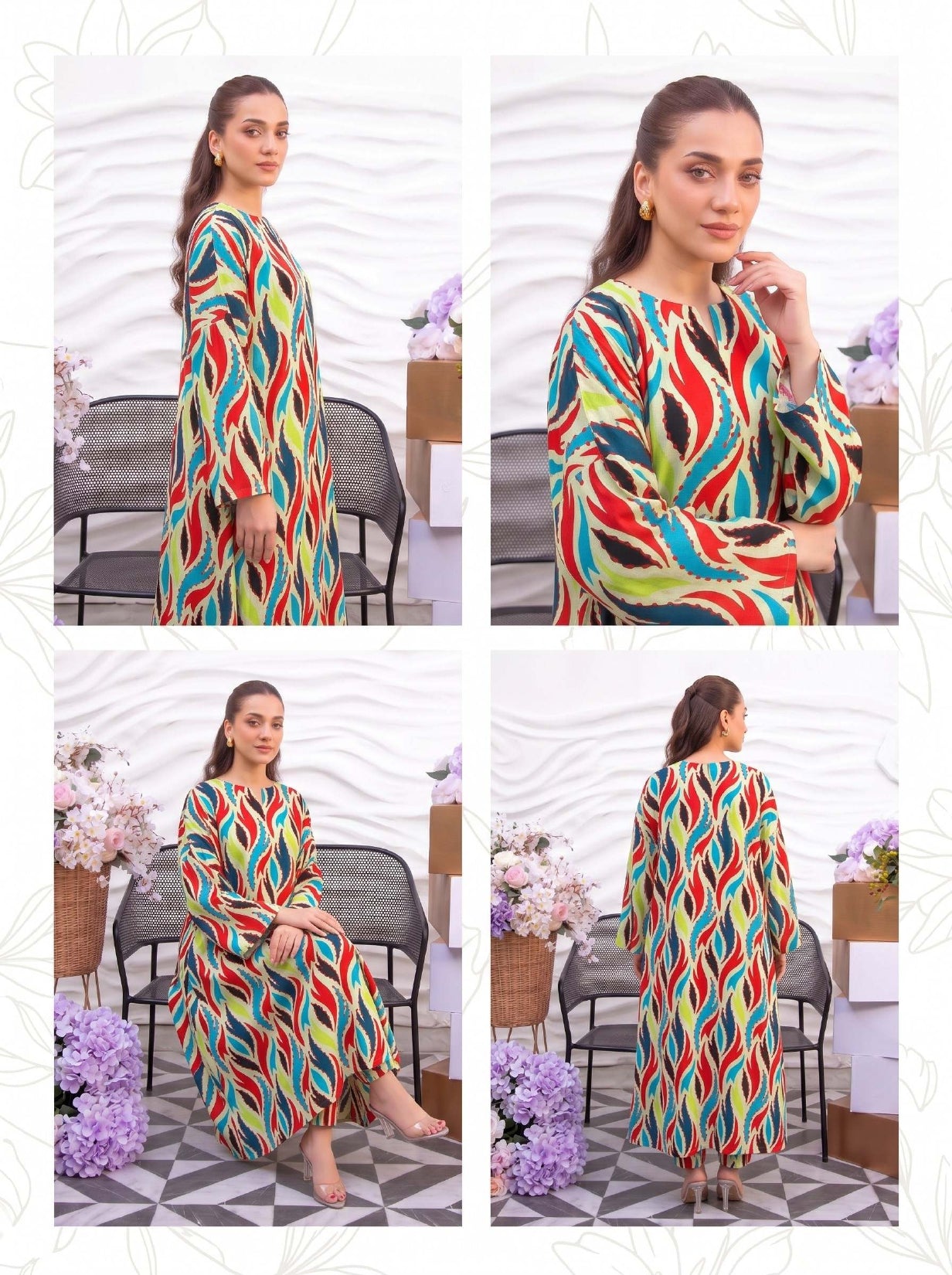 2PC Grid Khaddar D-015